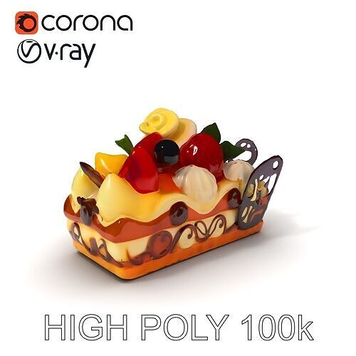 Fruit Pastry Dessert D Model Pack Low-poly 3D model