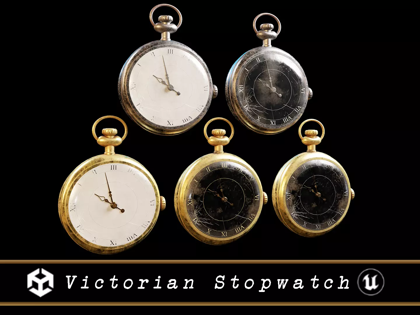 Damaged Victorian Stopwatch Low-poly 3D model_0