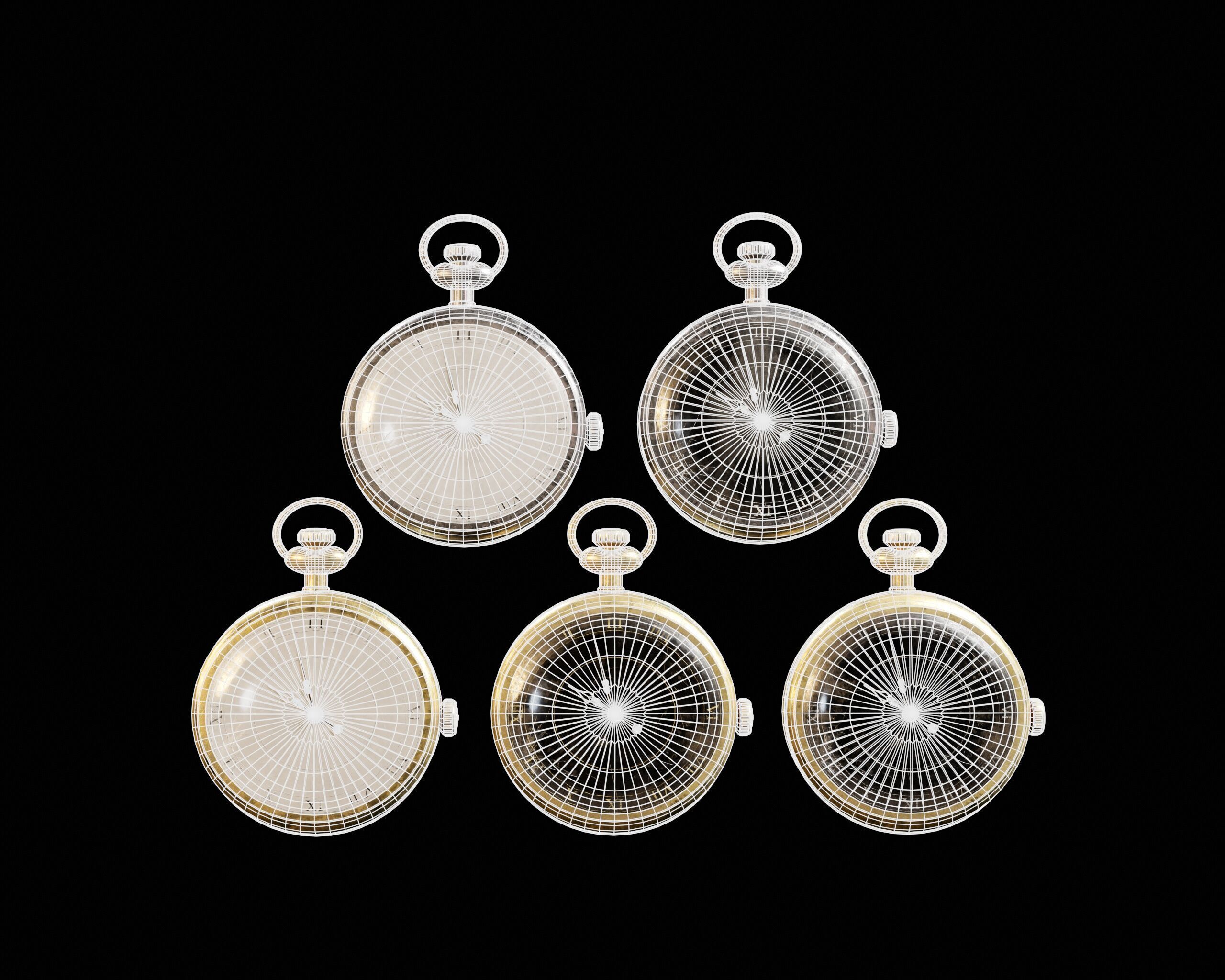 Damaged Victorian Stopwatch Low-poly 3D model_17