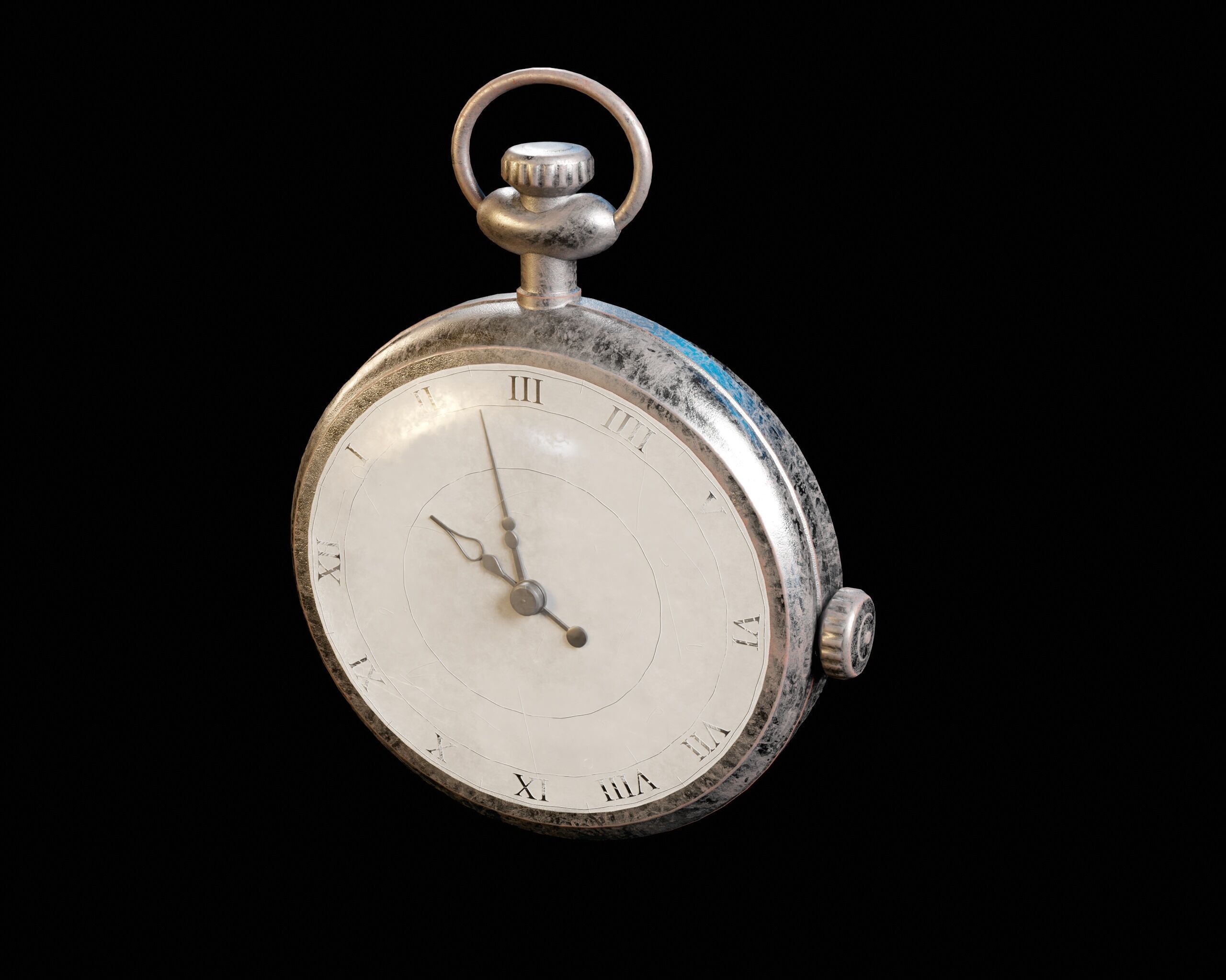 Damaged Victorian Stopwatch Low-poly 3D model_14