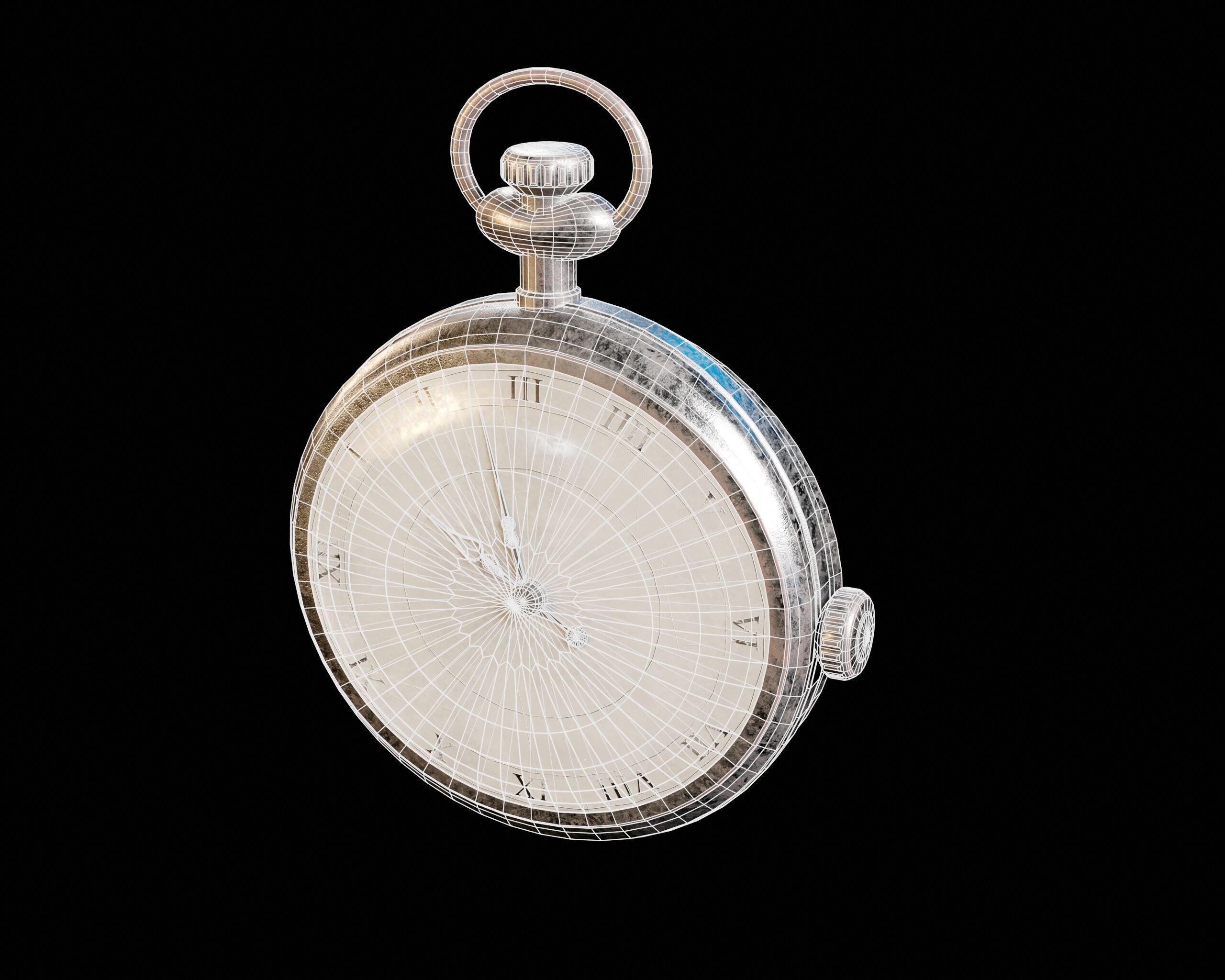 Damaged Victorian Stopwatch Low-poly 3D model_15
