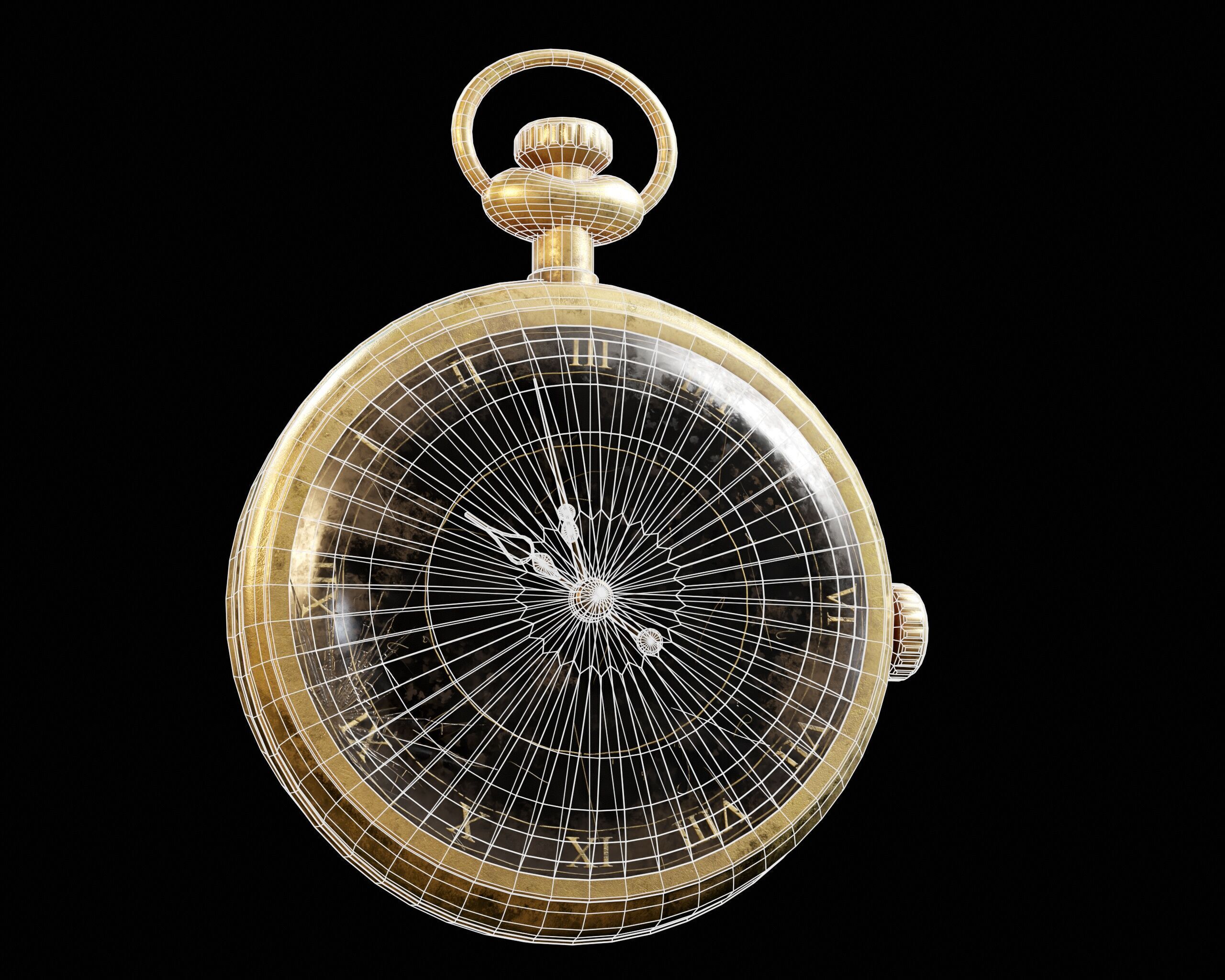 Damaged Victorian Stopwatch Low-poly 3D model_9