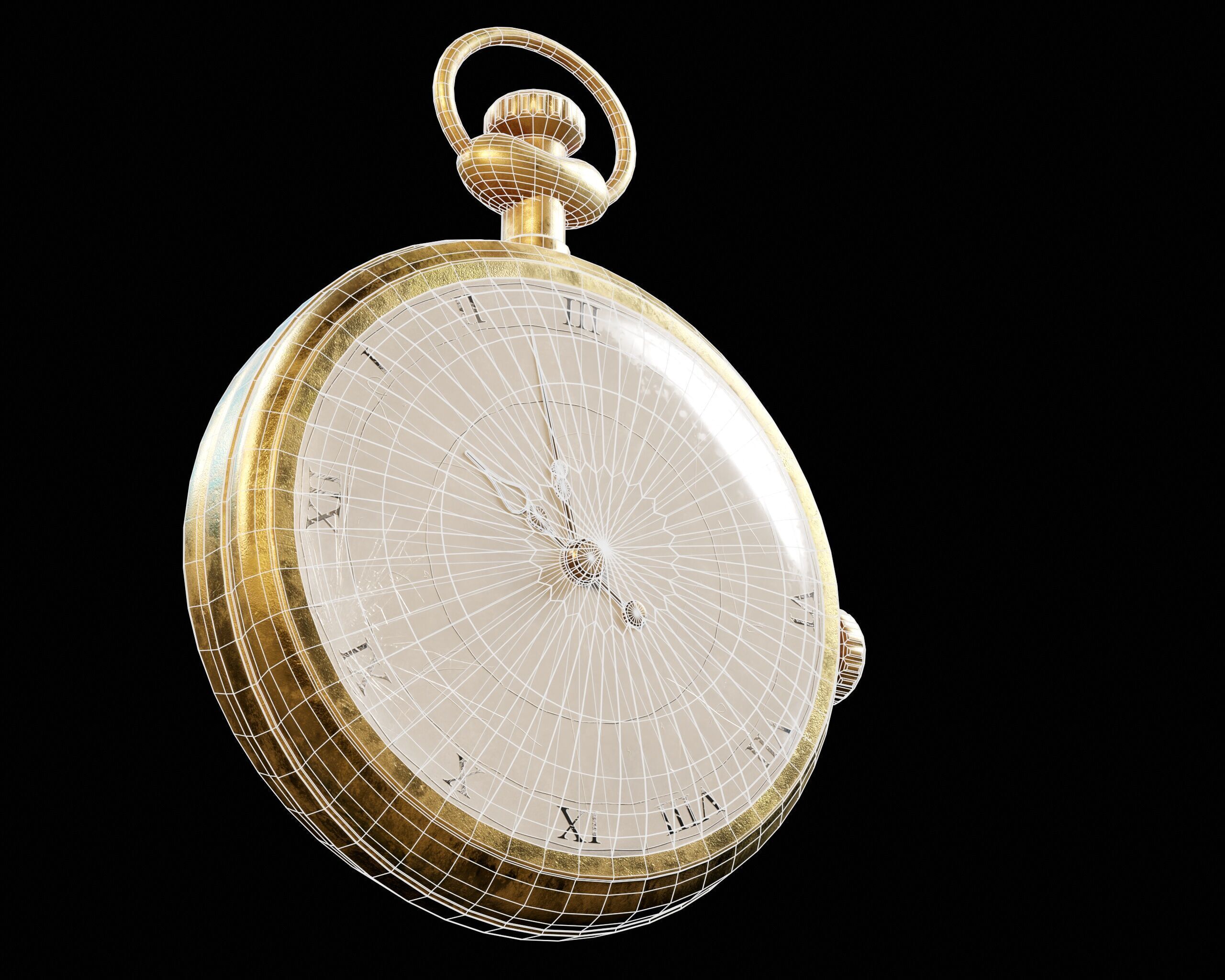 Damaged Victorian Stopwatch Low-poly 3D model_7