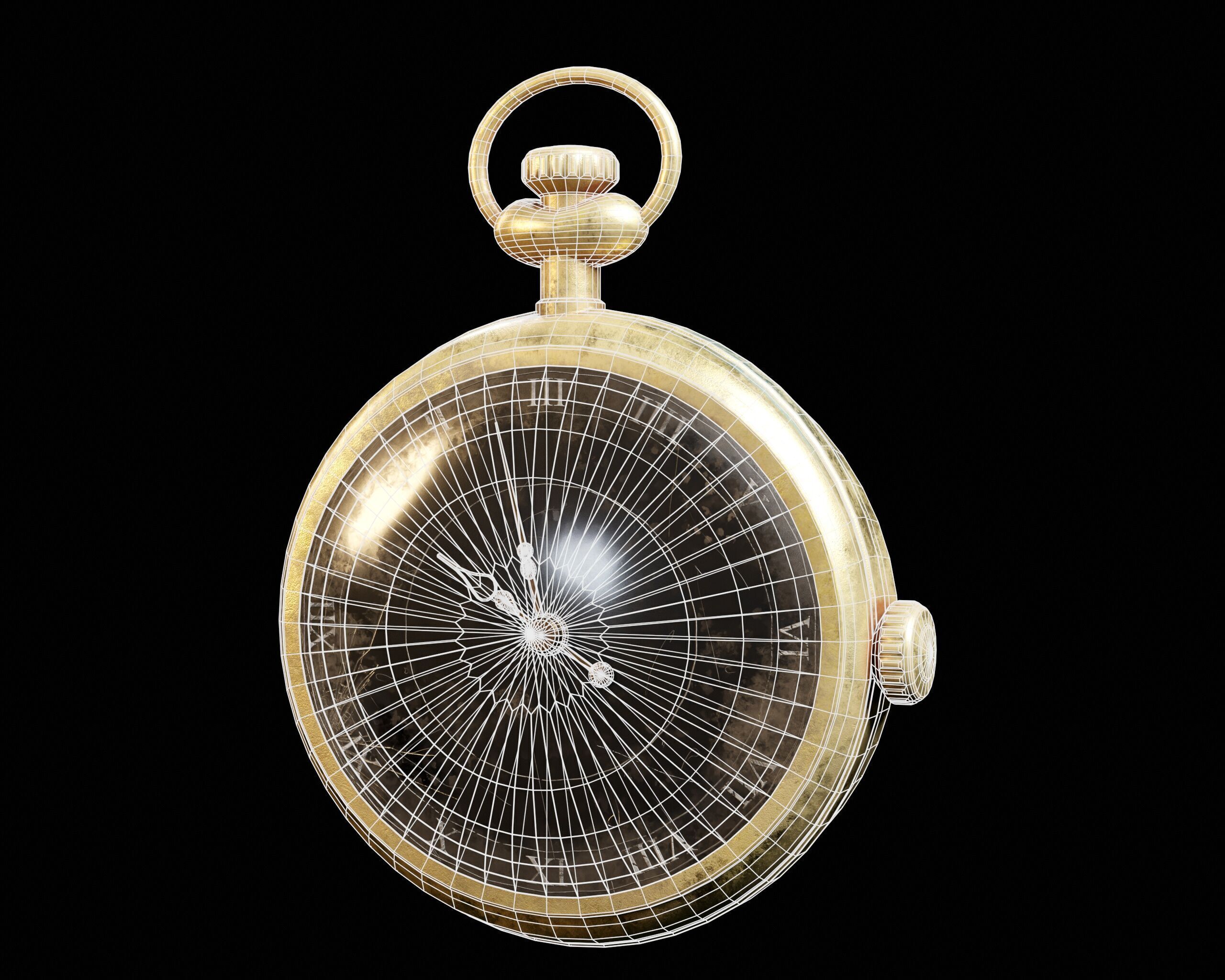 Damaged Victorian Stopwatch Low-poly 3D model_11