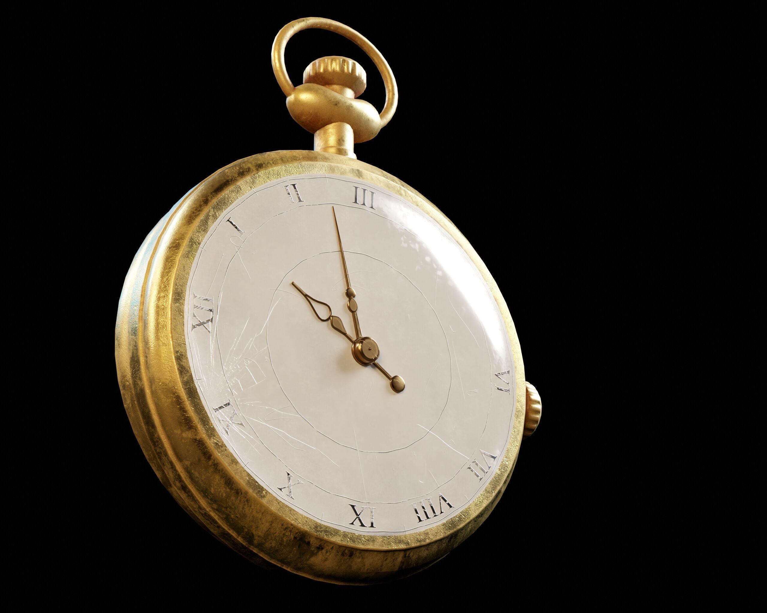 Damaged Victorian Stopwatch Low-poly 3D model_6