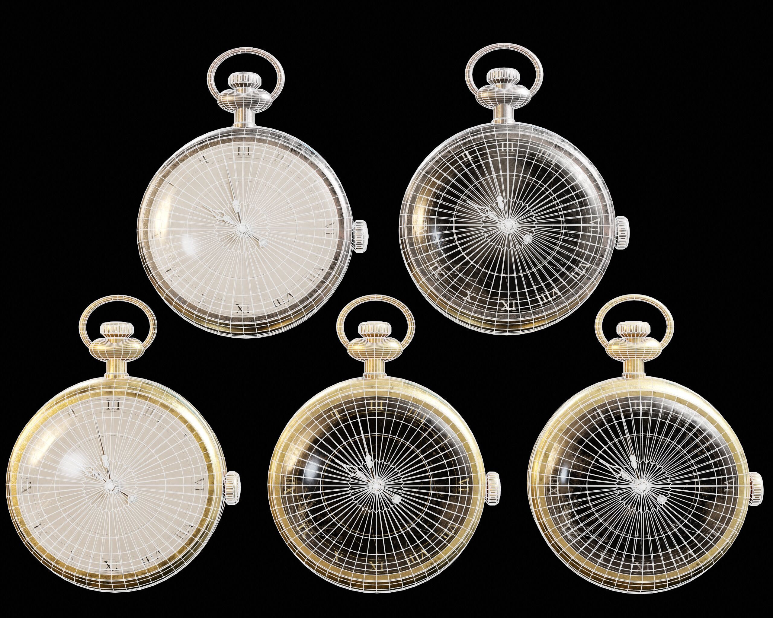 Damaged Victorian Stopwatch Low-poly 3D model_5