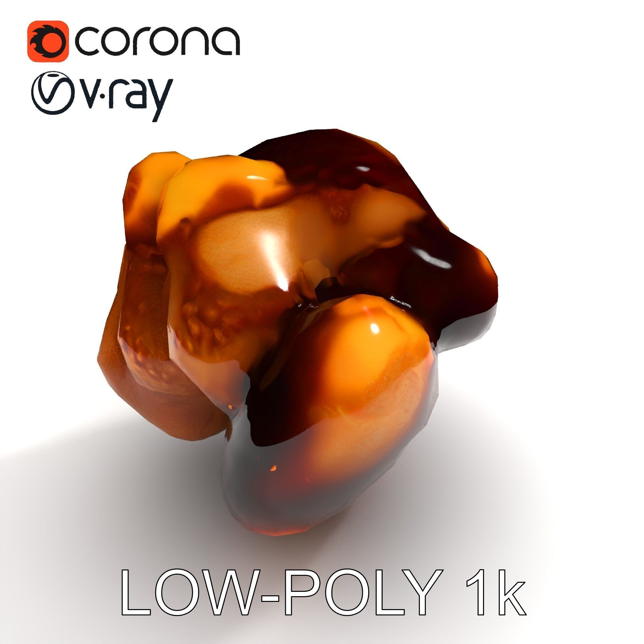 Roasted Chicken Slice Model Pack with Sauce and Garnish Low-poly 3D model_13