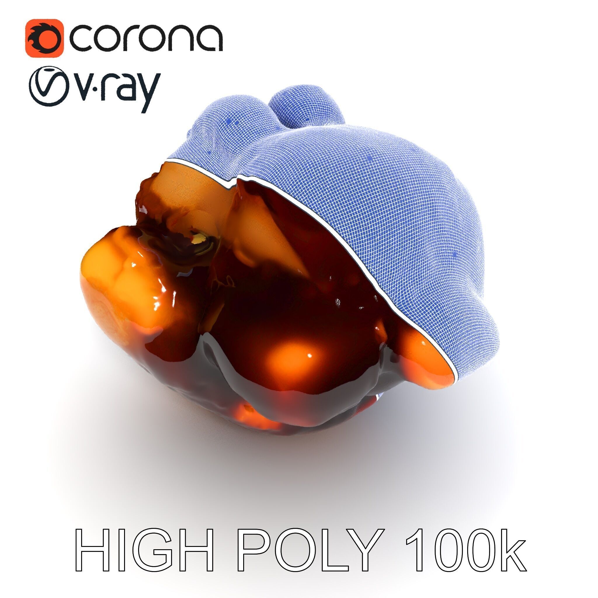 Roasted Chicken Slice Model Pack with Sauce and Garnish Low-poly 3D model_20