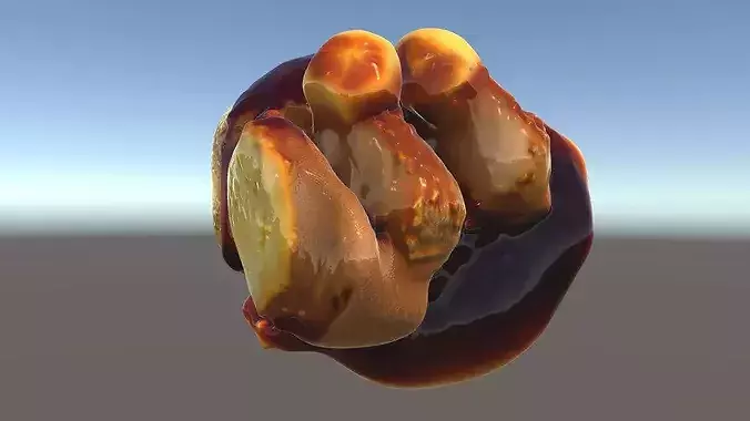 Roasted Chicken Slice Model Pack with Sauce and Garnish Low-poly 3D model 5