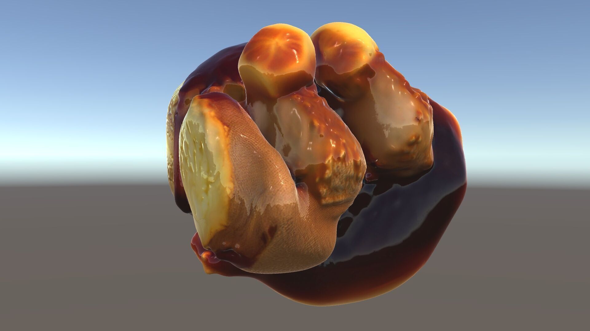 Roasted Chicken Slice Model Pack with Sauce and Garnish Low-poly 3D model_5