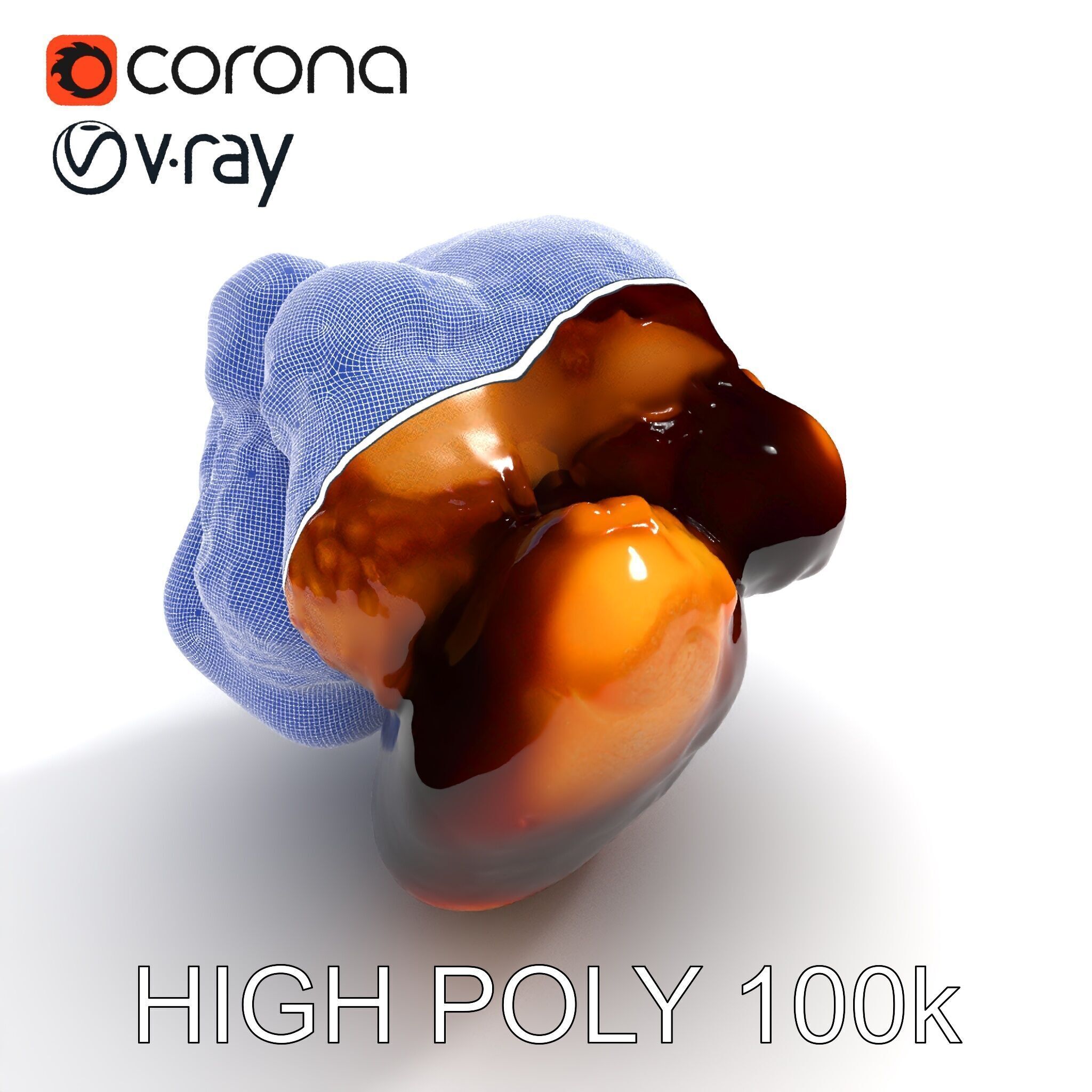 Roasted Chicken Slice Model Pack with Sauce and Garnish Low-poly 3D model_35