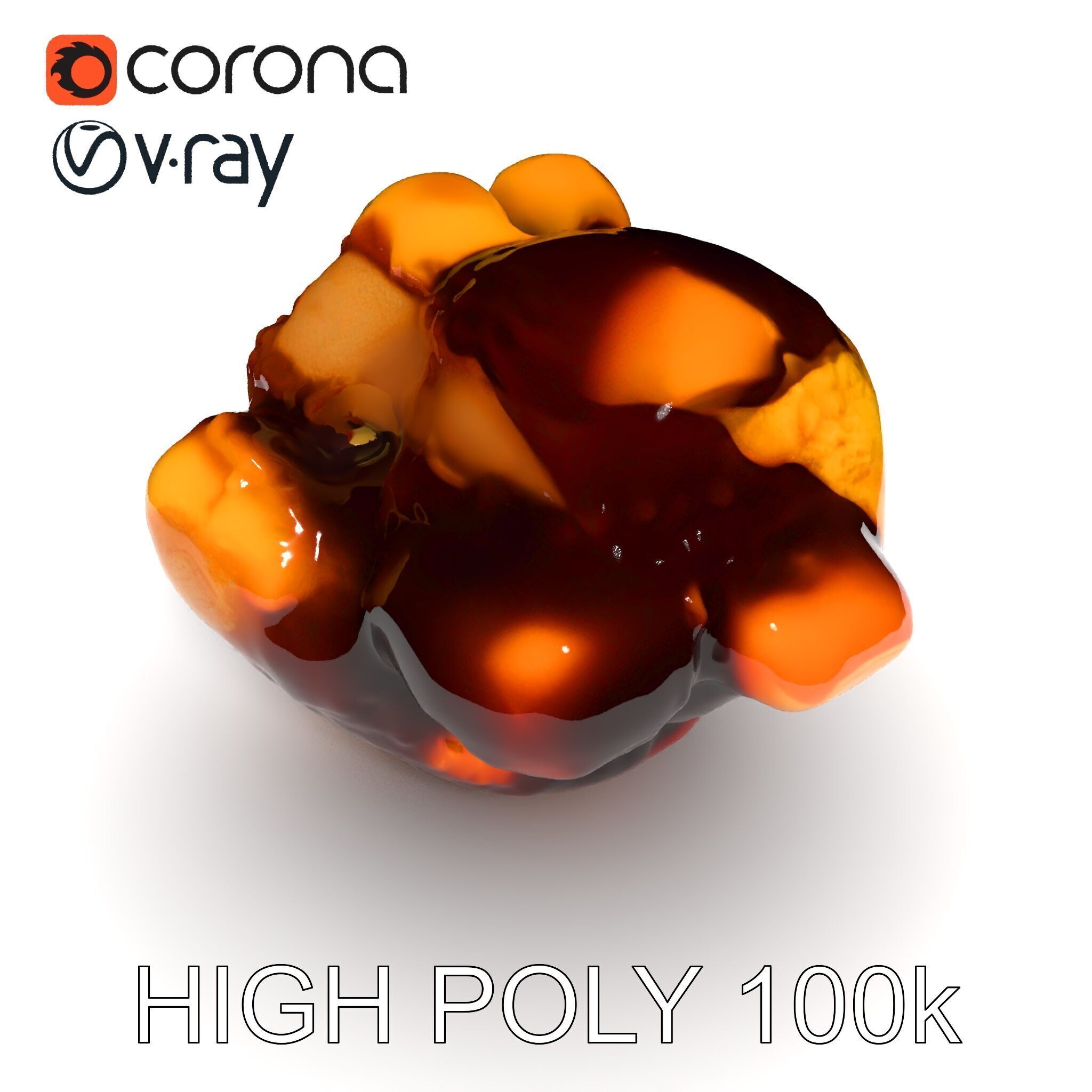 Roasted Chicken Slice Model Pack with Sauce and Garnish Low-poly 3D model_23