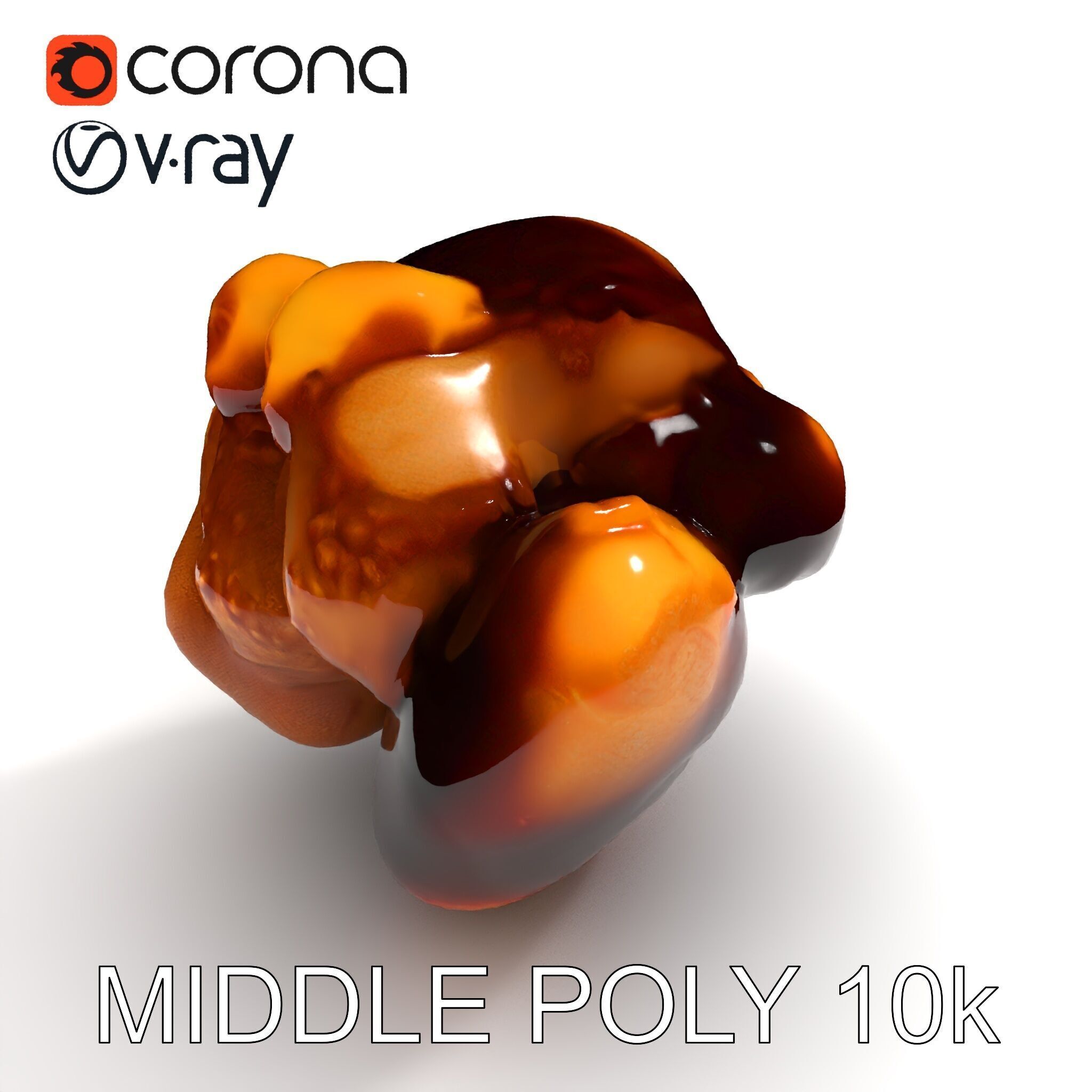 Roasted Chicken Slice Model Pack with Sauce and Garnish Low-poly 3D model_14