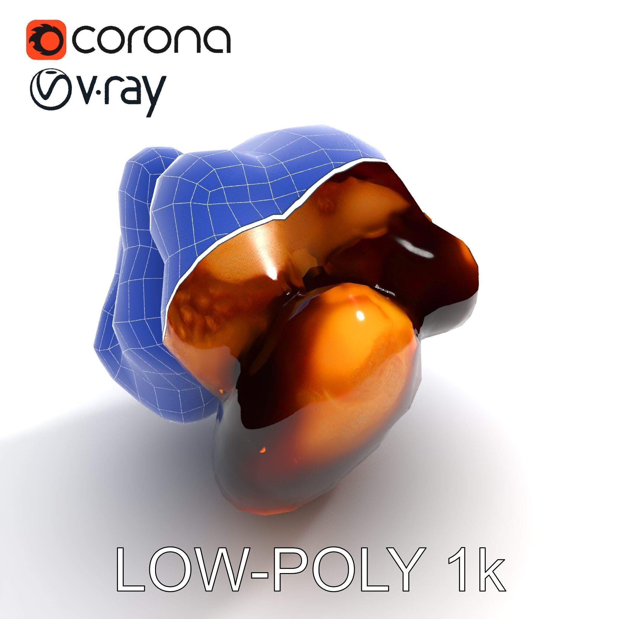 Roasted Chicken Slice Model Pack with Sauce and Garnish Low-poly 3D model_7