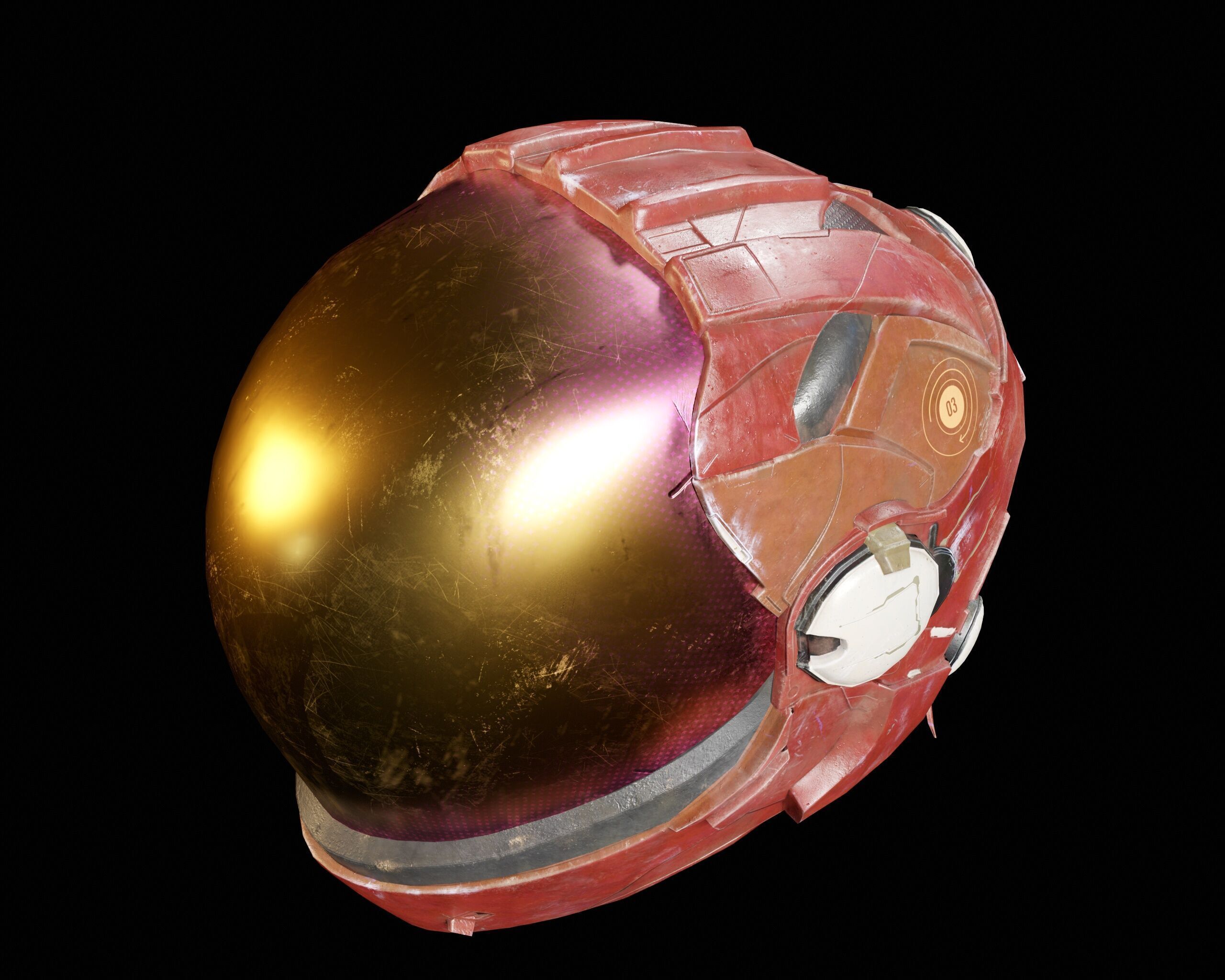 Sci-Fi Helmet Low-poly 3D model_16