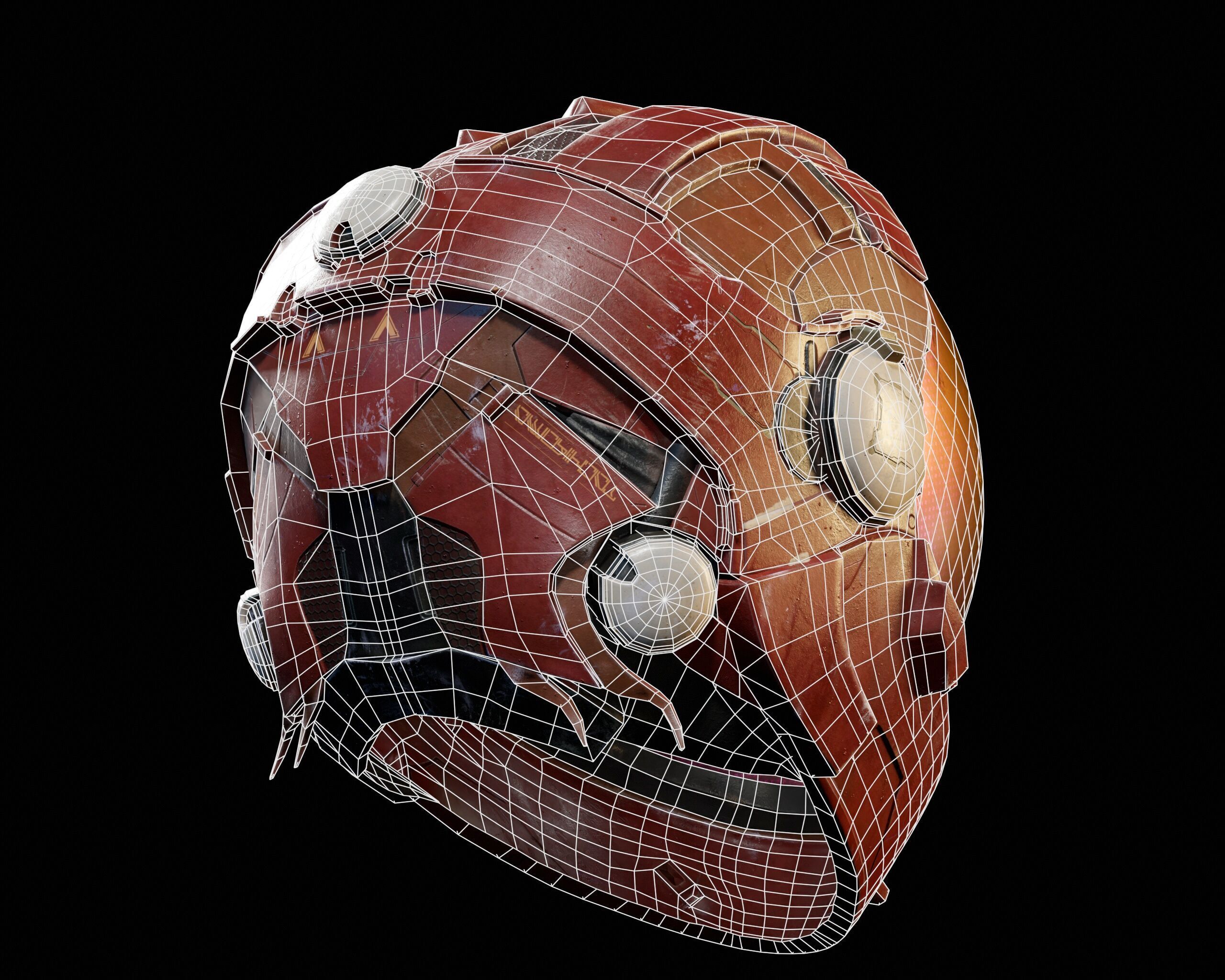 Sci-Fi Helmet Low-poly 3D model_9