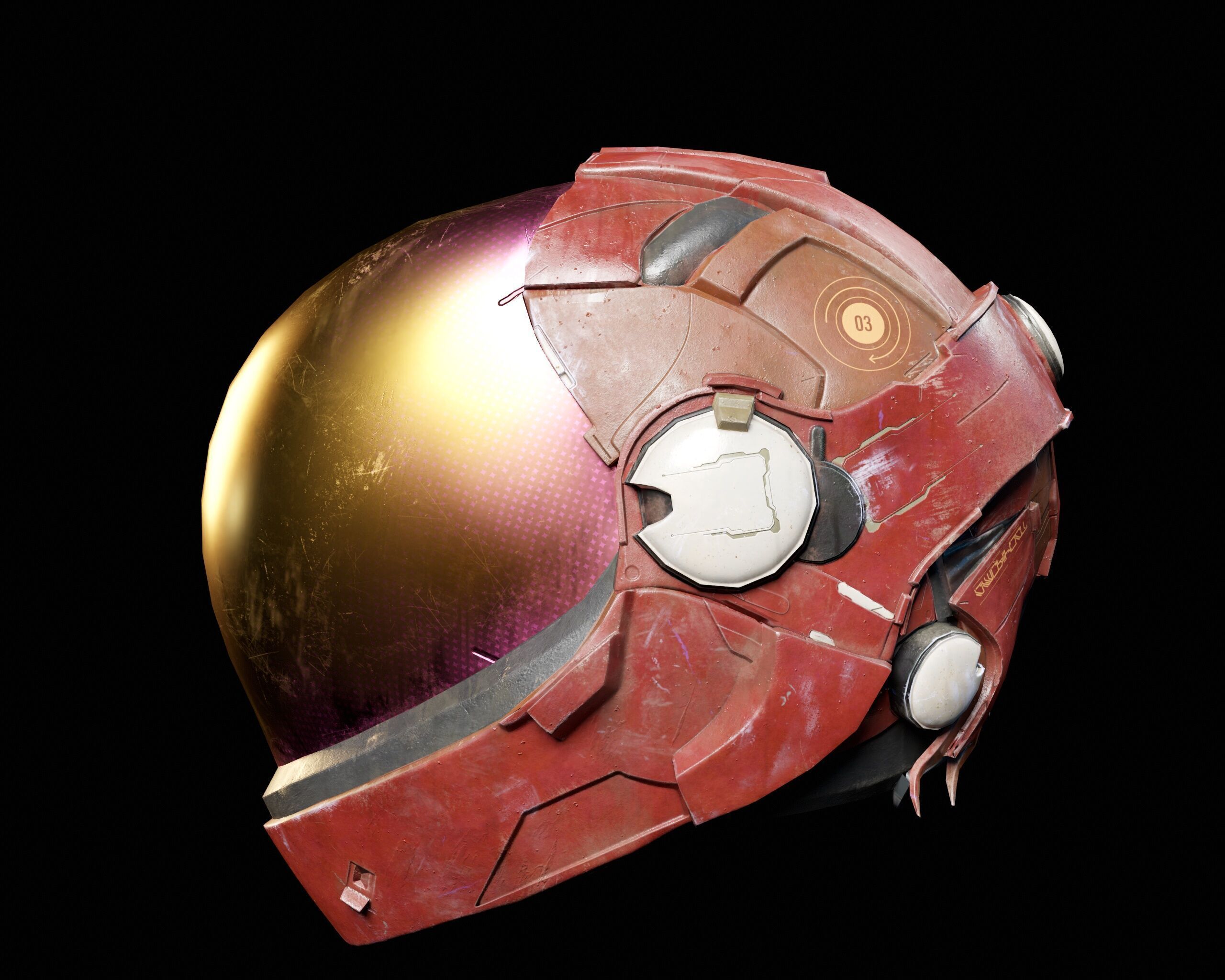 Sci-Fi Helmet Low-poly 3D model_14