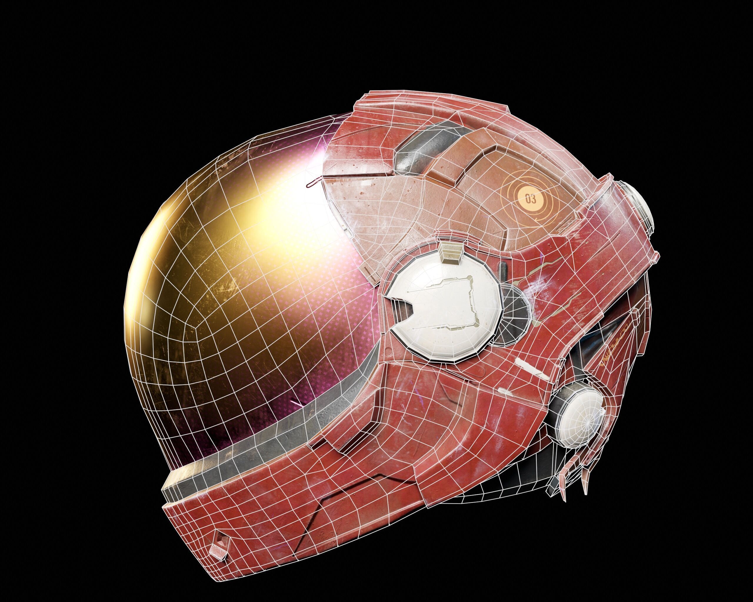 Sci-Fi Helmet Low-poly 3D model_15