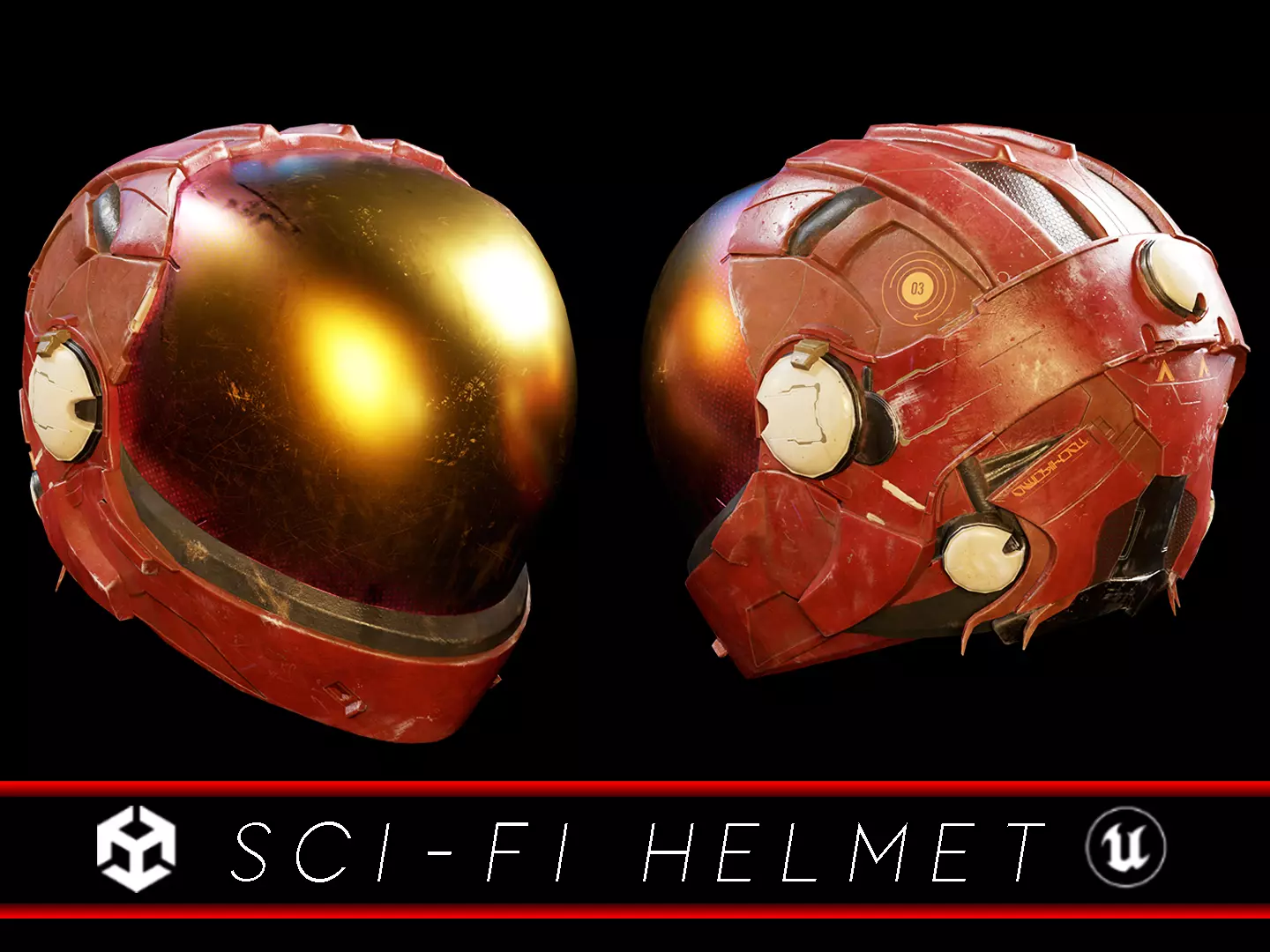 Sci-Fi Helmet Low-poly 3D model_0