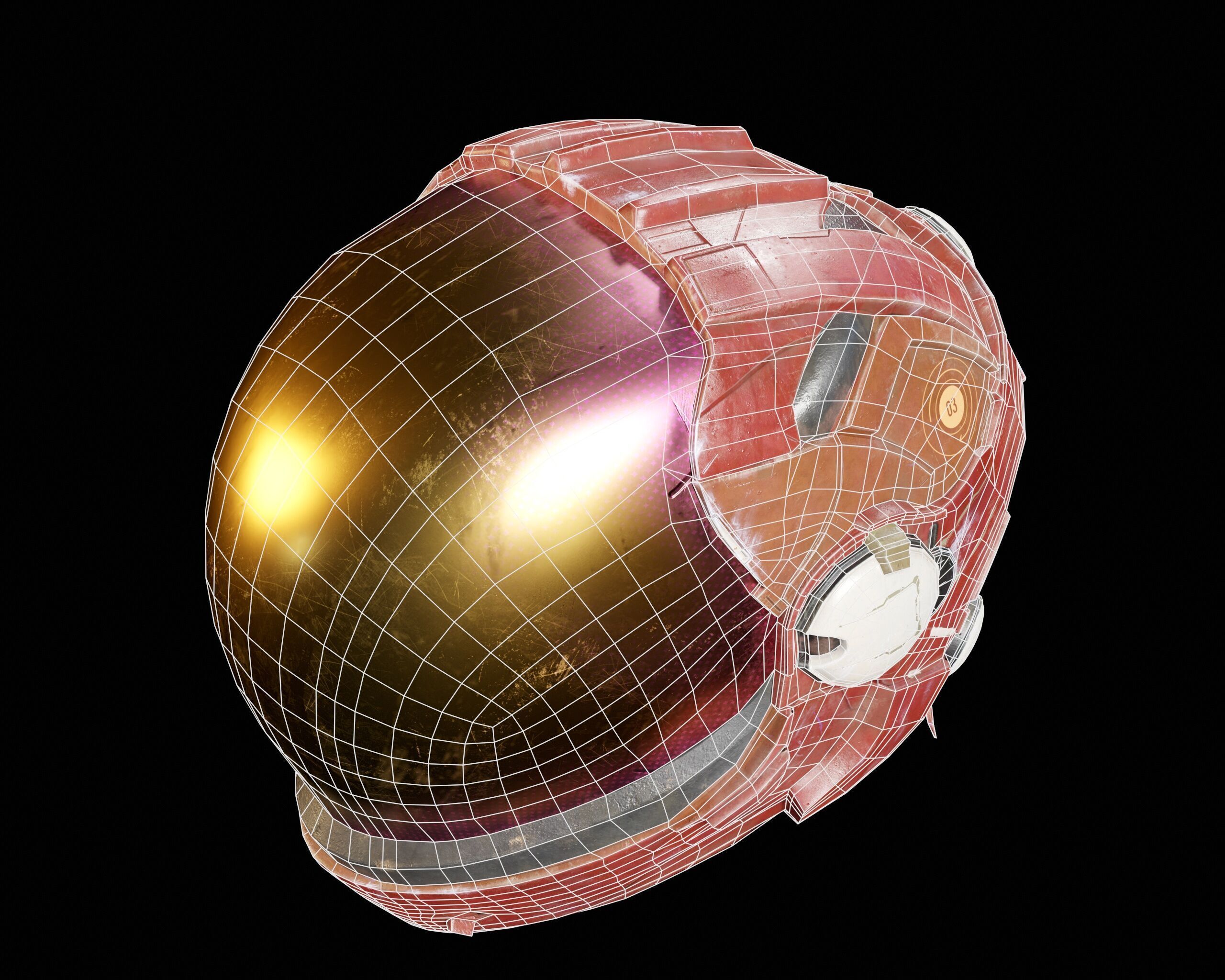 Sci-Fi Helmet Low-poly 3D model_17