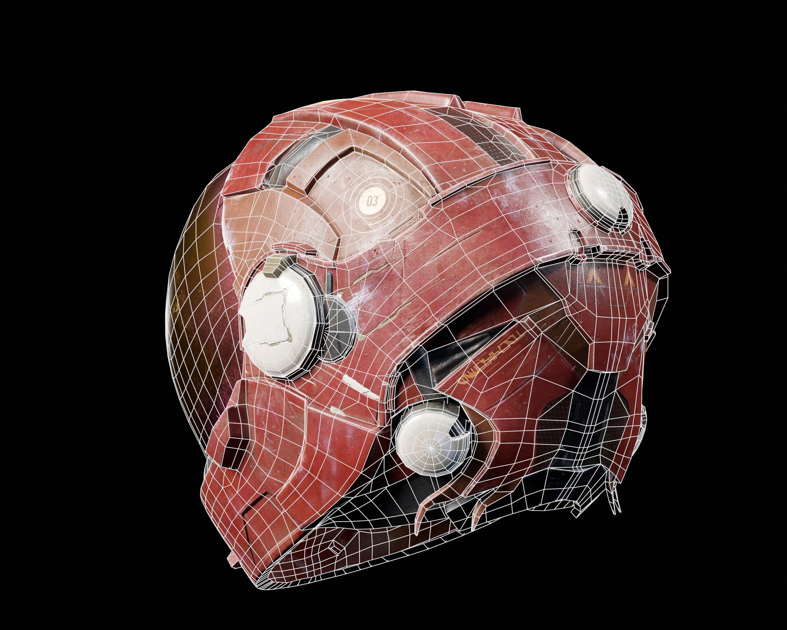 Sci-Fi Helmet Low-poly 3D model_13