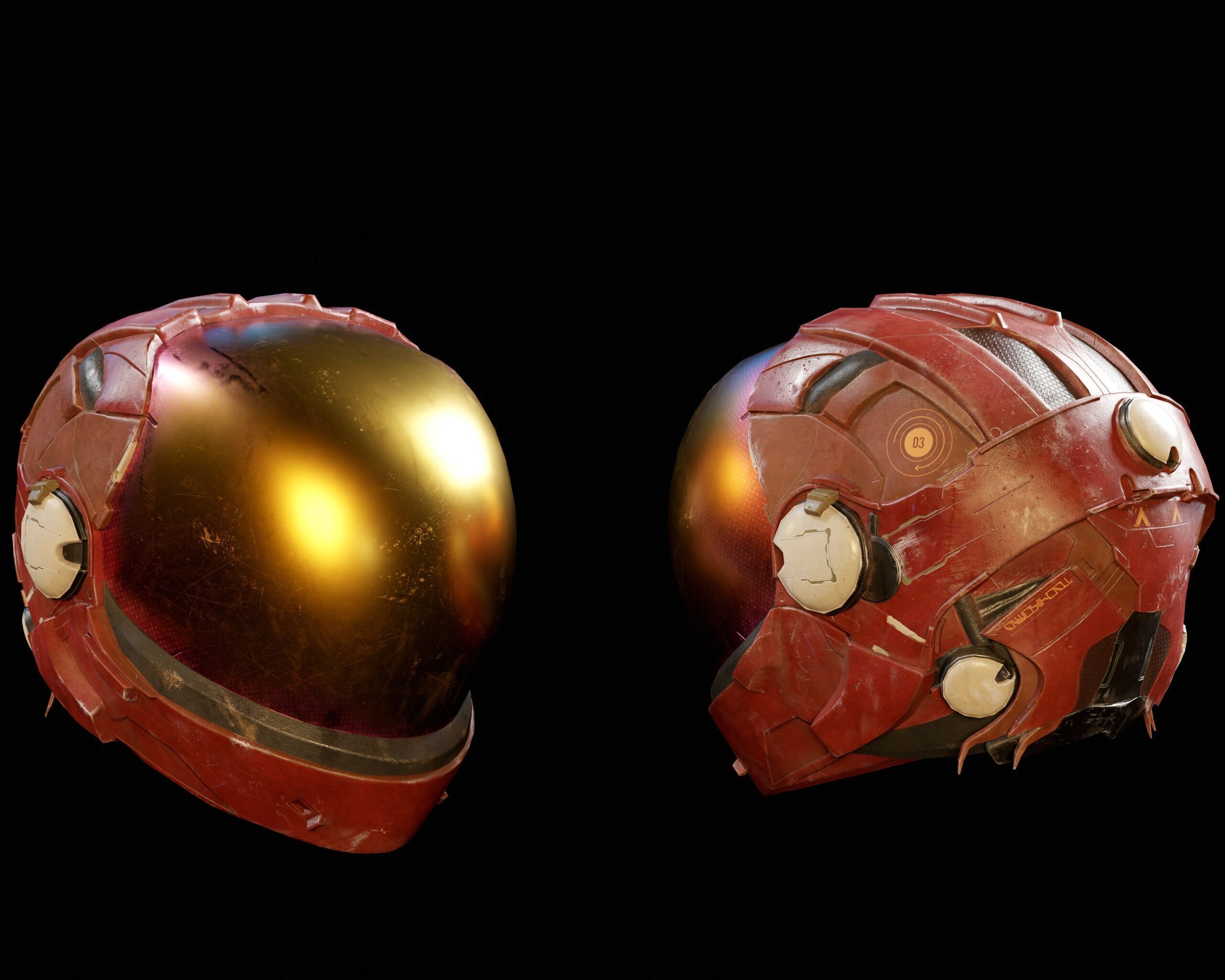 Sci-Fi Helmet Low-poly 3D model_2