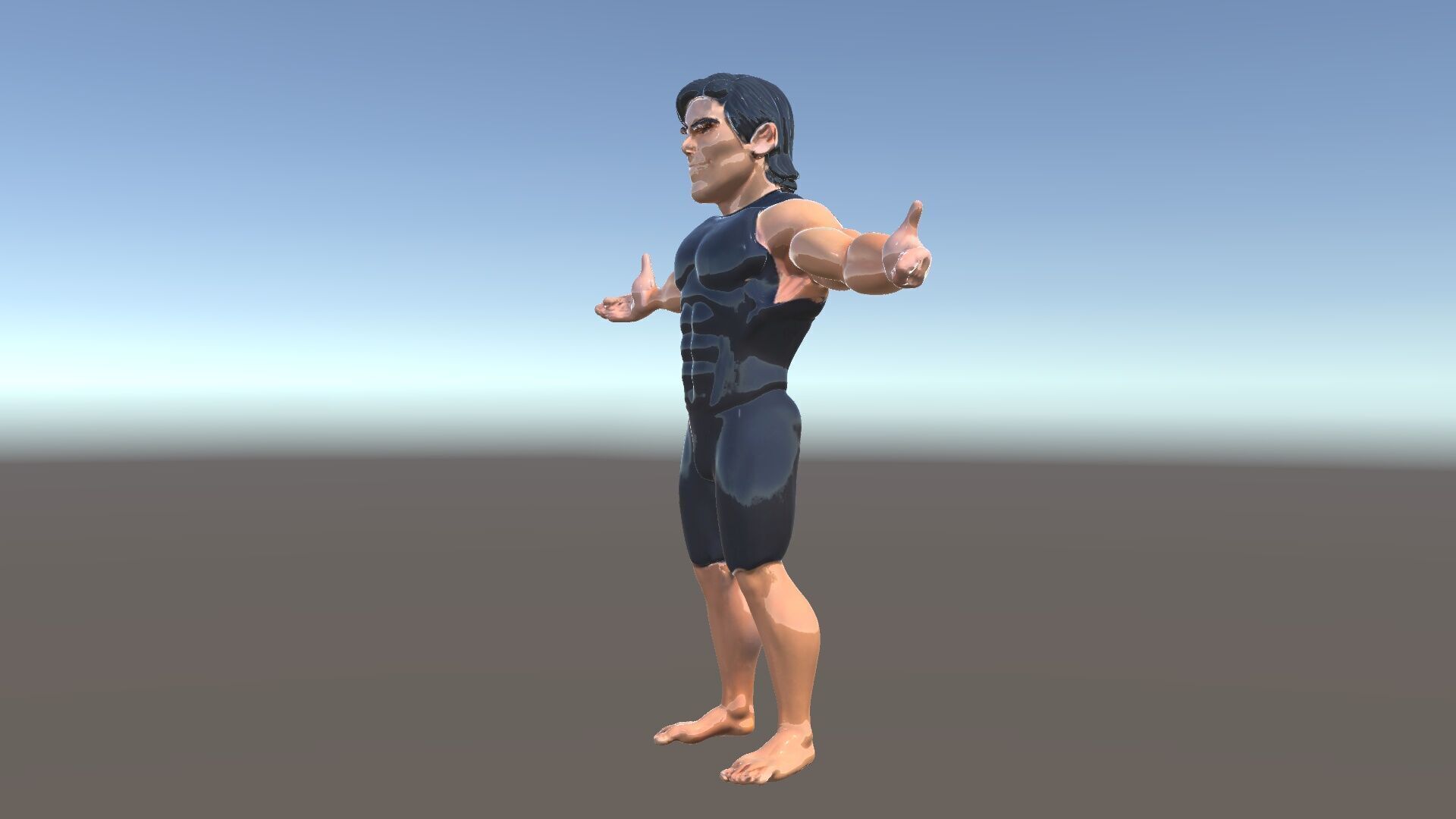 Athletic D Character Model in Black Suit for Animation and Games Low-poly 3D model_5