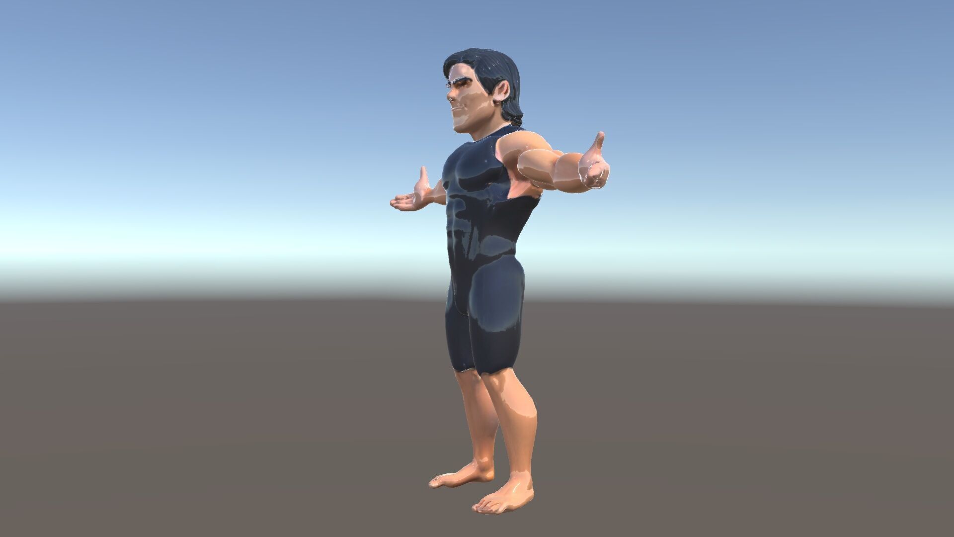 Athletic D Character Model in Black Suit for Animation and Games Low-poly 3D model_14