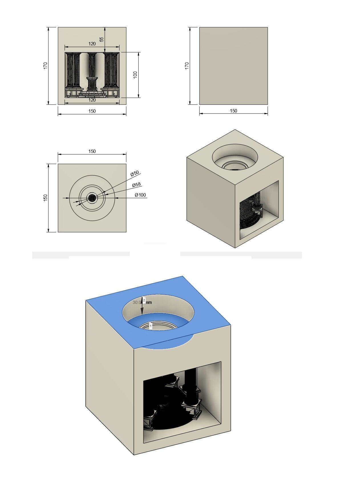 3D Modular Wall Night Light Cube Lamp Design STL STEP OBJ 3D print model_3