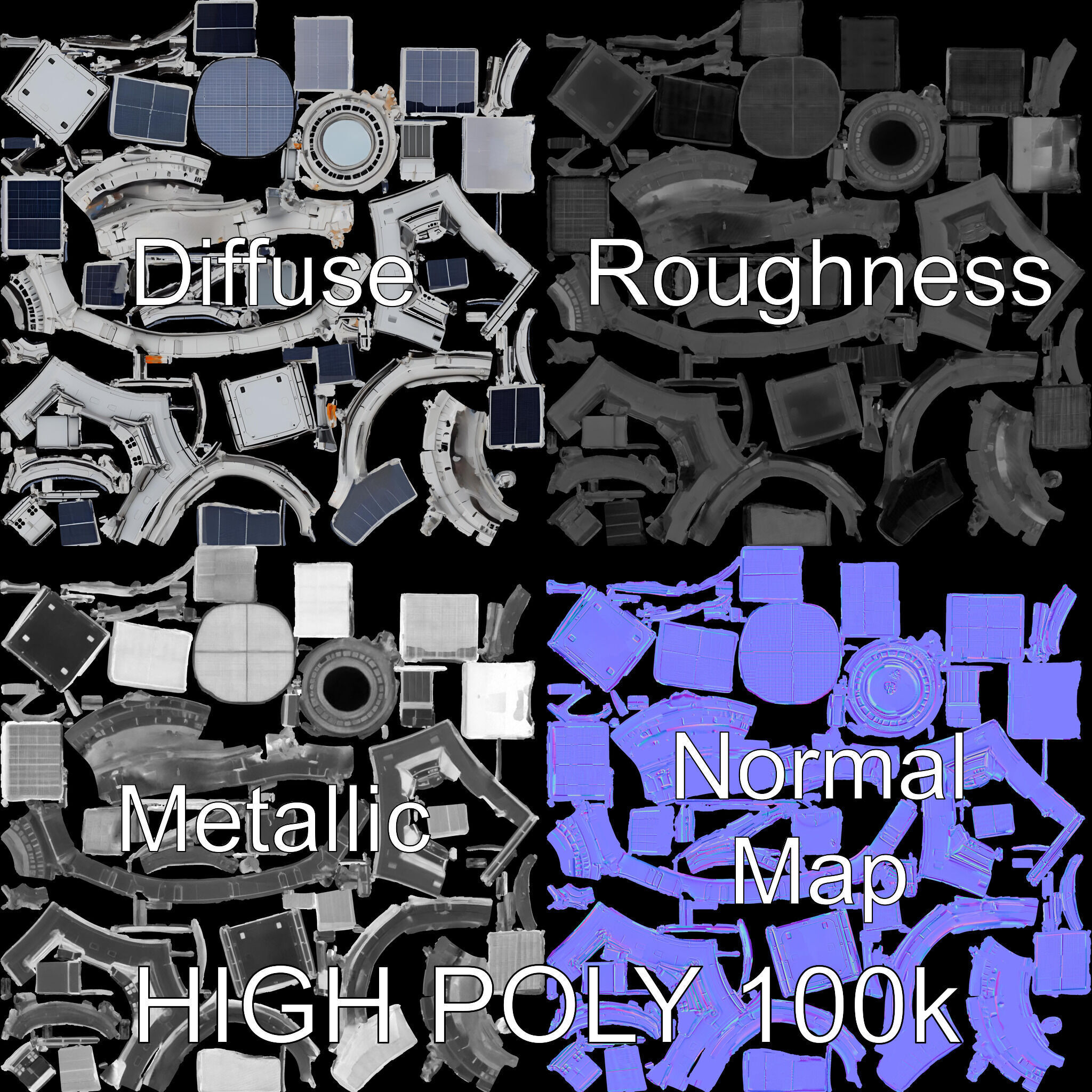 Space Satellite Module D Model Pack Low-poly 3D model_2