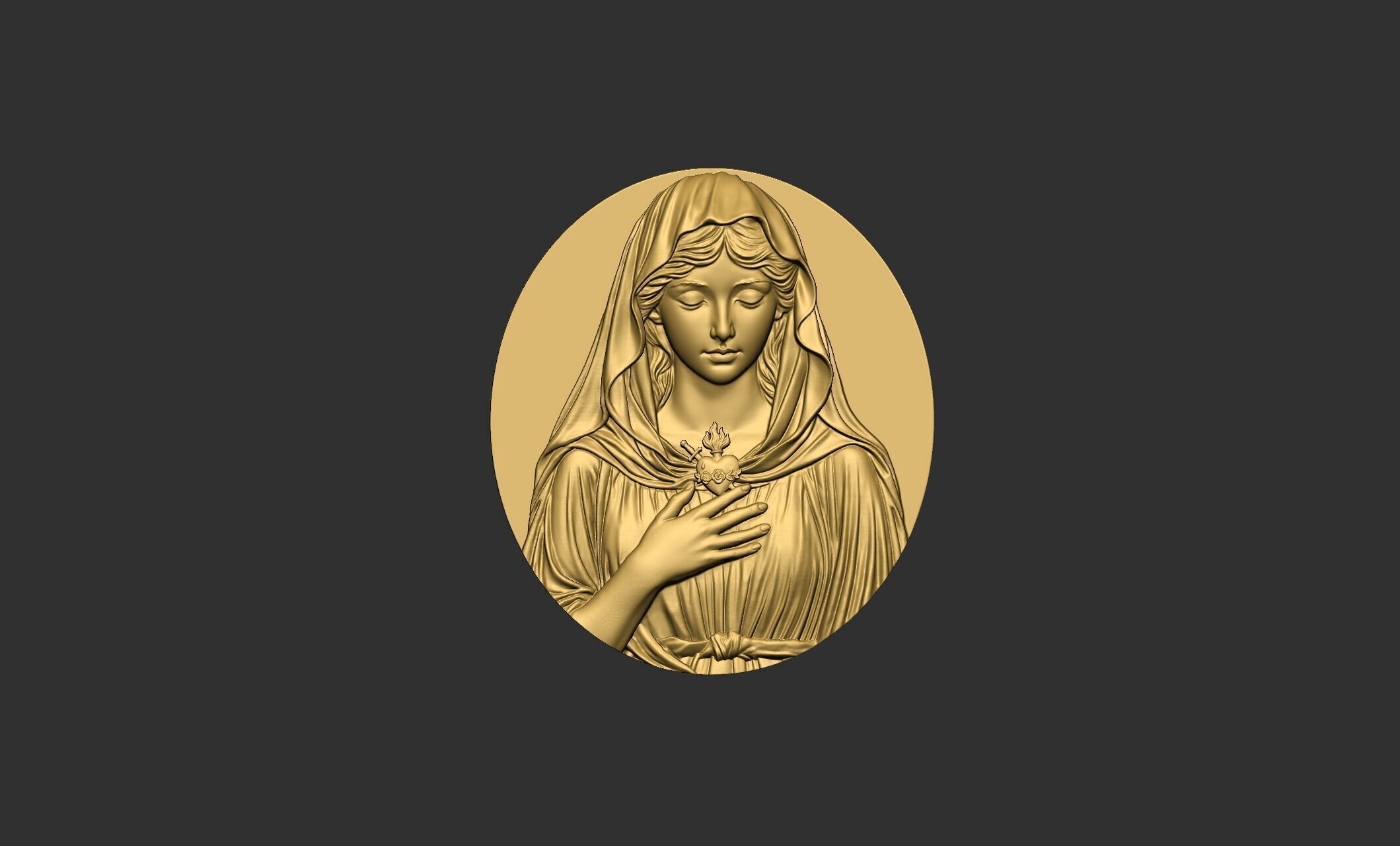 Virgin Mary with Sacred Heart Pendant 3D print model_12