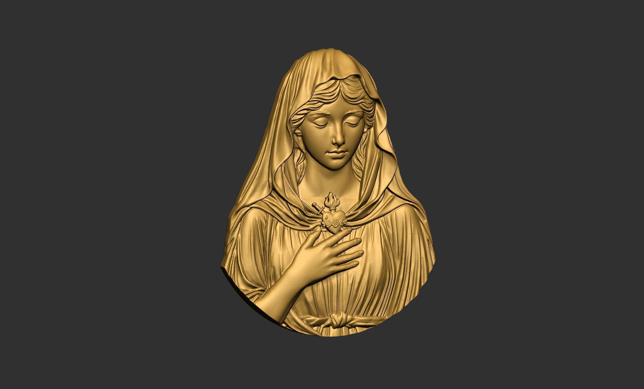 Virgin Mary with Sacred Heart Pendant 3D print model_6