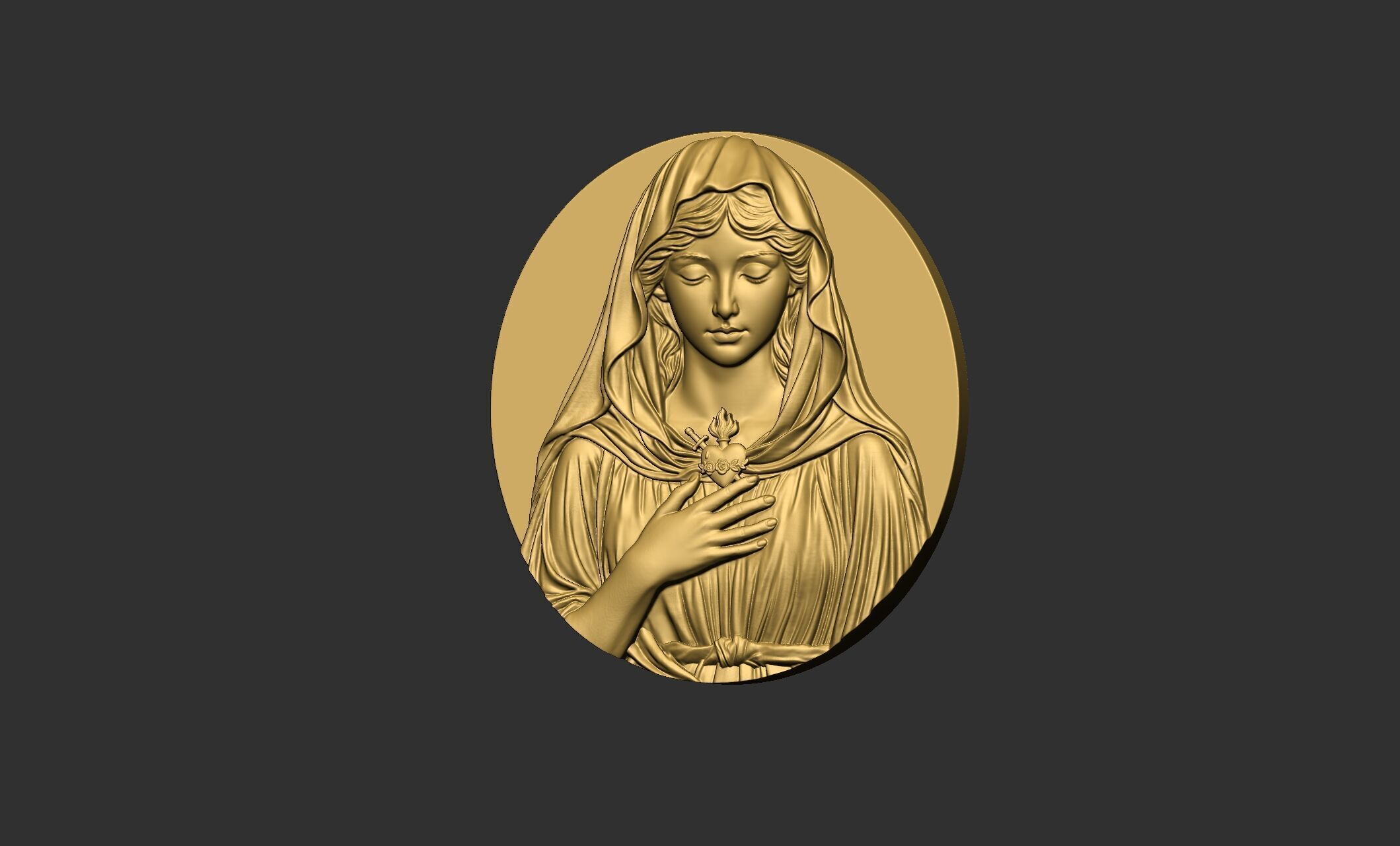 Virgin Mary with Sacred Heart Pendant 3D print model_14