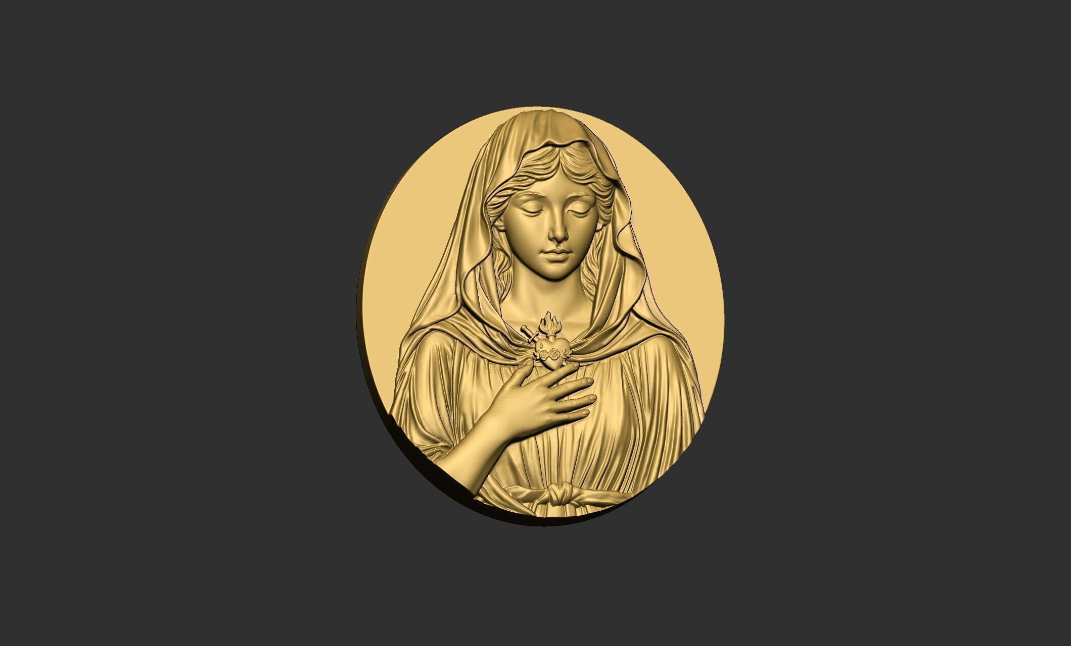 Virgin Mary with Sacred Heart Pendant 3D print model_17