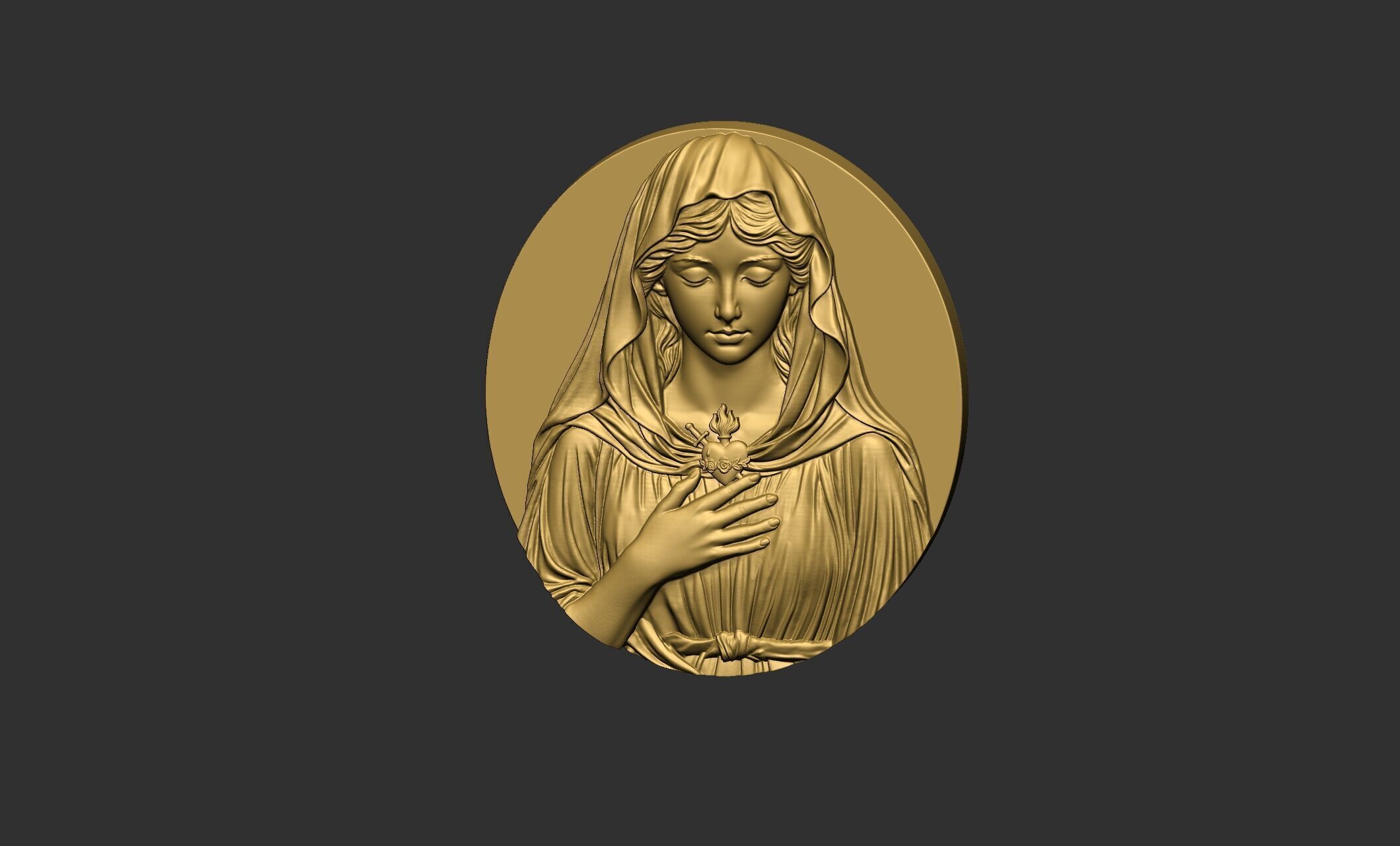 Virgin Mary with Sacred Heart Pendant 3D print model_15