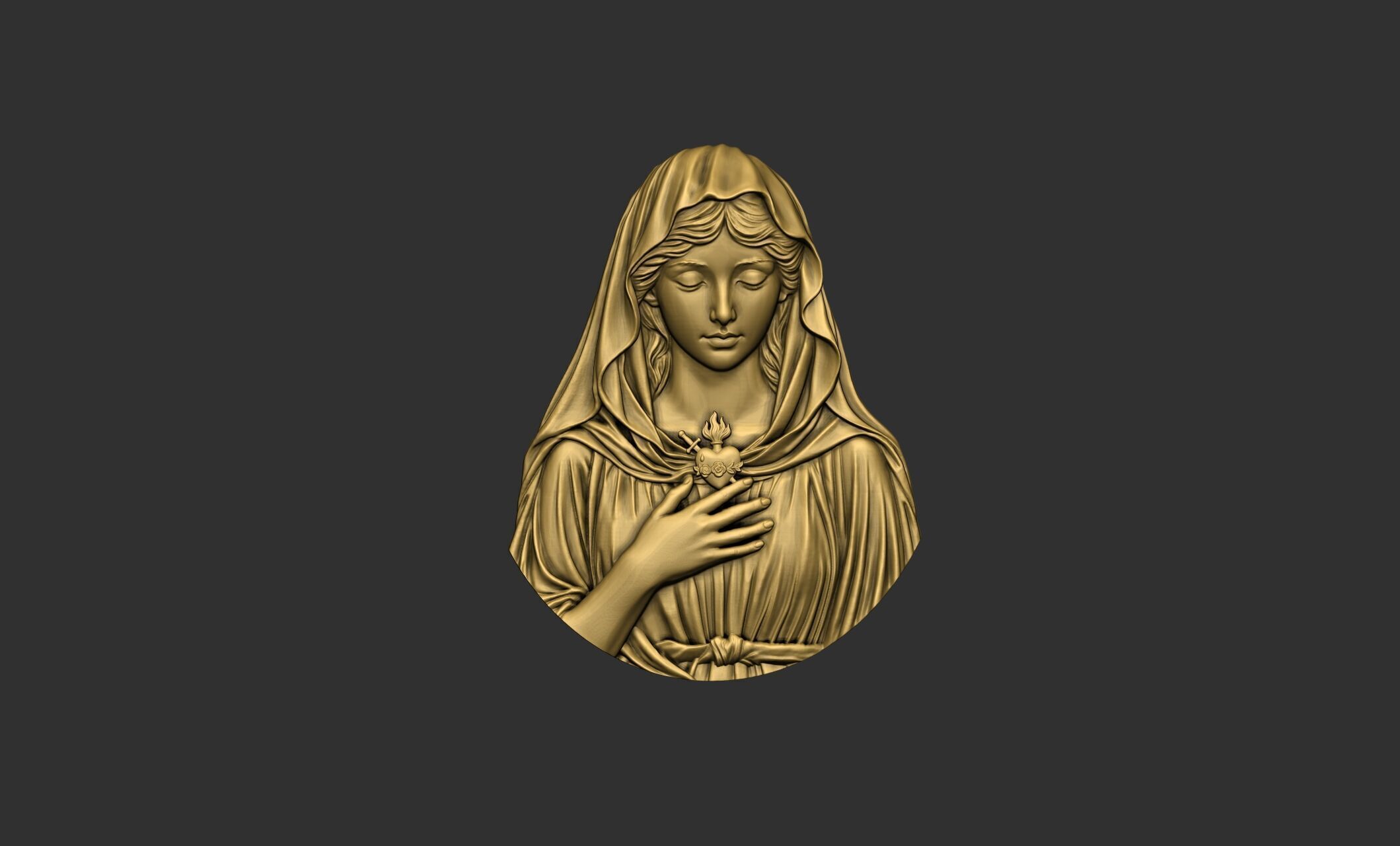 Virgin Mary with Sacred Heart Pendant 3D print model_2