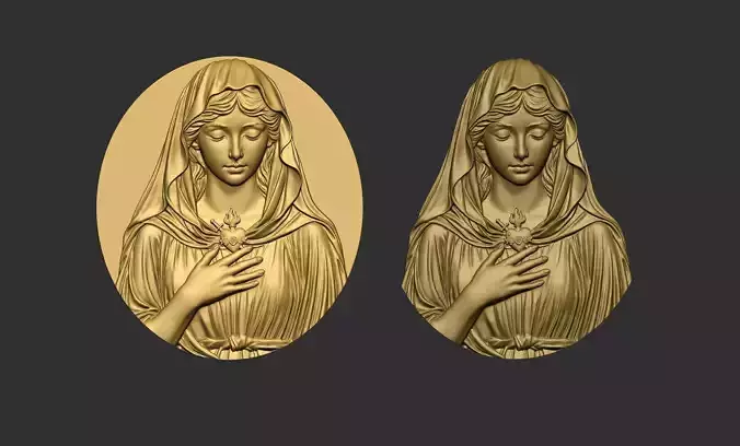 Virgin Mary with Sacred Heart Pendant 3D print model