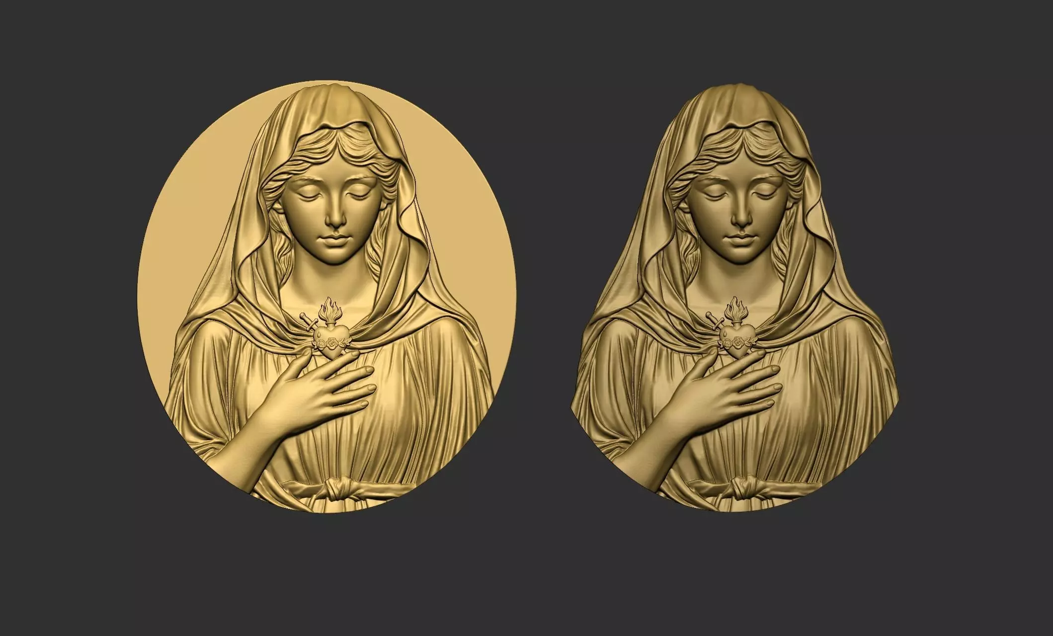 Virgin Mary with Sacred Heart Pendant 3D print model_0