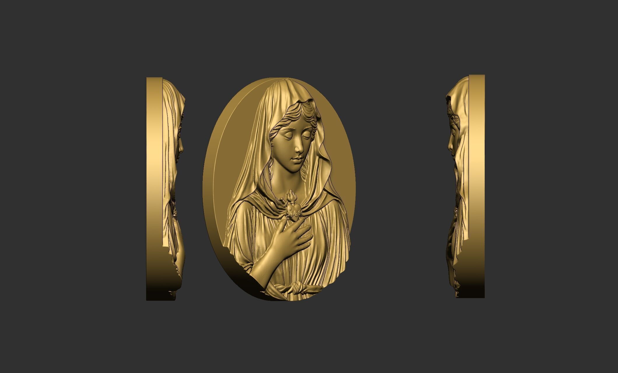 Virgin Mary with Sacred Heart Pendant 3D print model_13