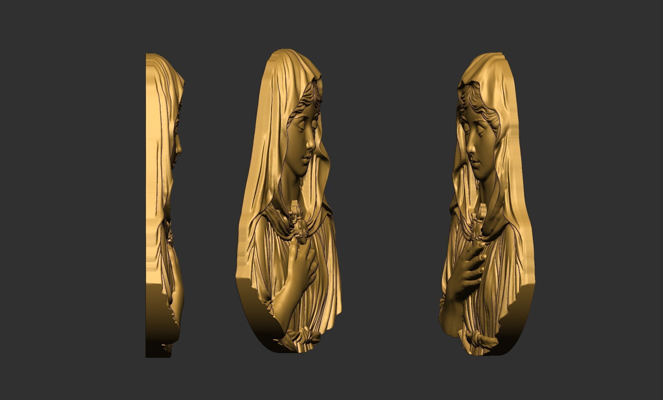 Virgin Mary with Sacred Heart Pendant 3D print model_9