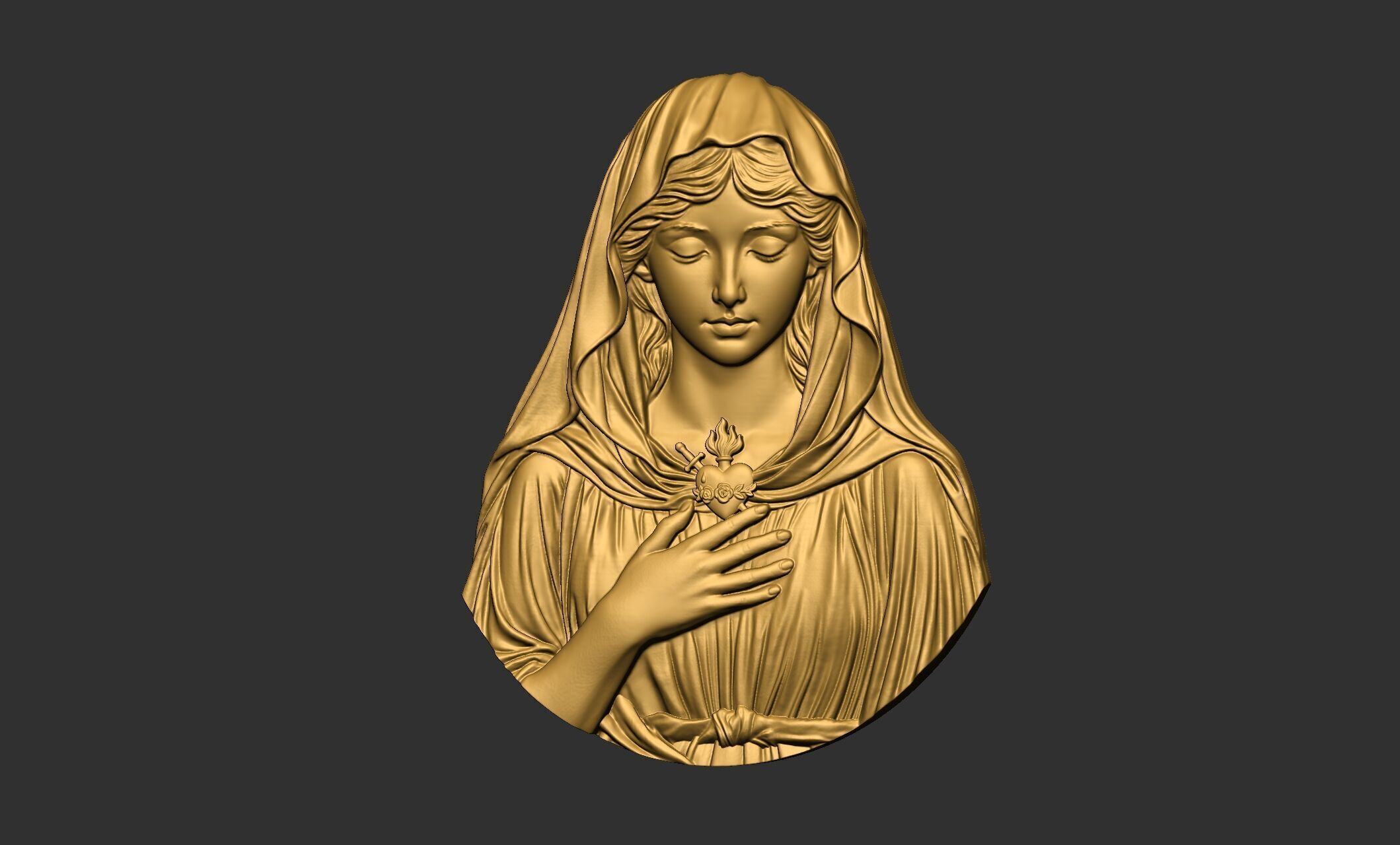 Virgin Mary with Sacred Heart Pendant 3D print model_7