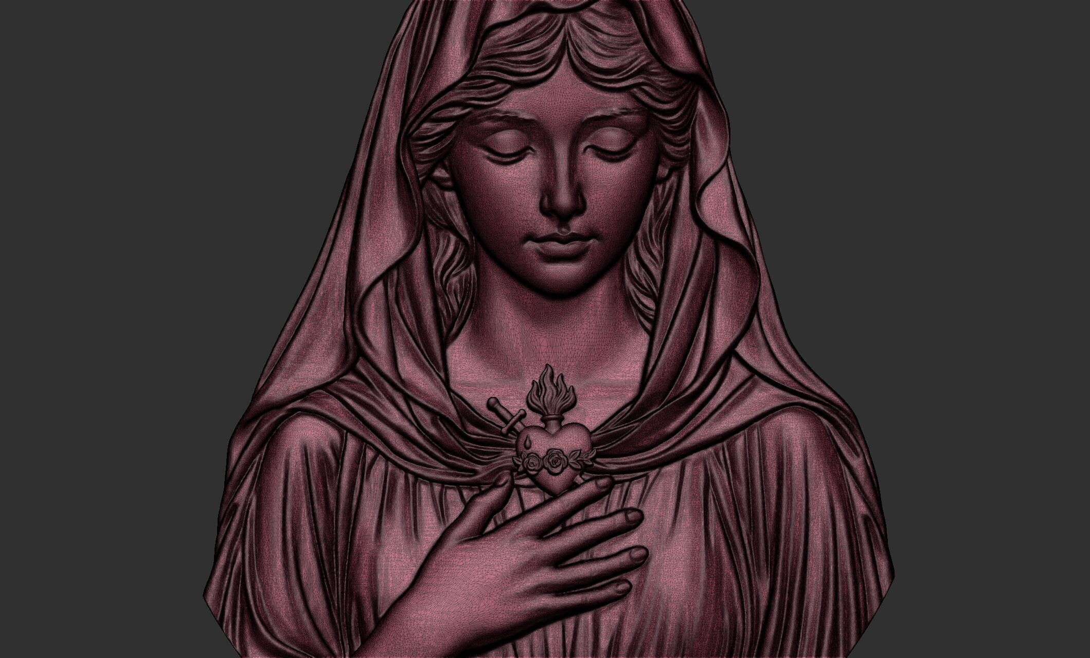 Virgin Mary with Sacred Heart Pendant 3D print model_10