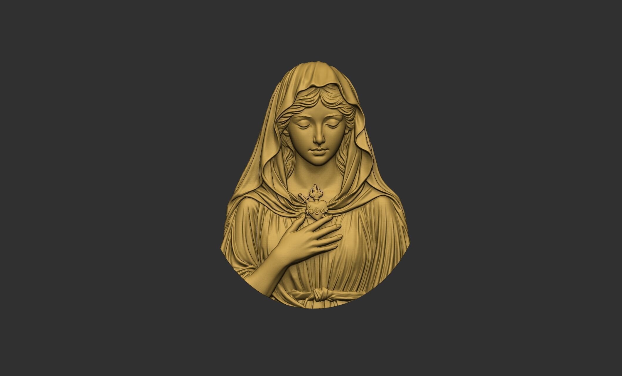 Virgin Mary with Sacred Heart Pendant 3D print model_3