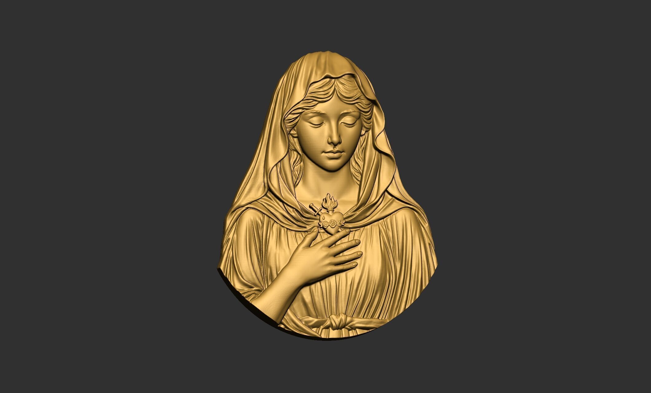 Virgin Mary with Sacred Heart Pendant 3D print model_5