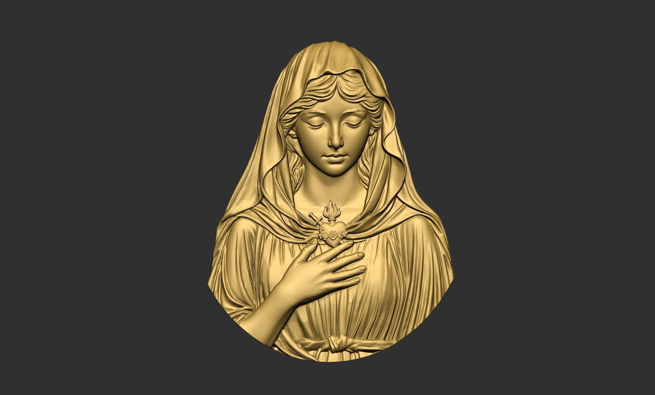 Virgin Mary with Sacred Heart Pendant 3D print model_1