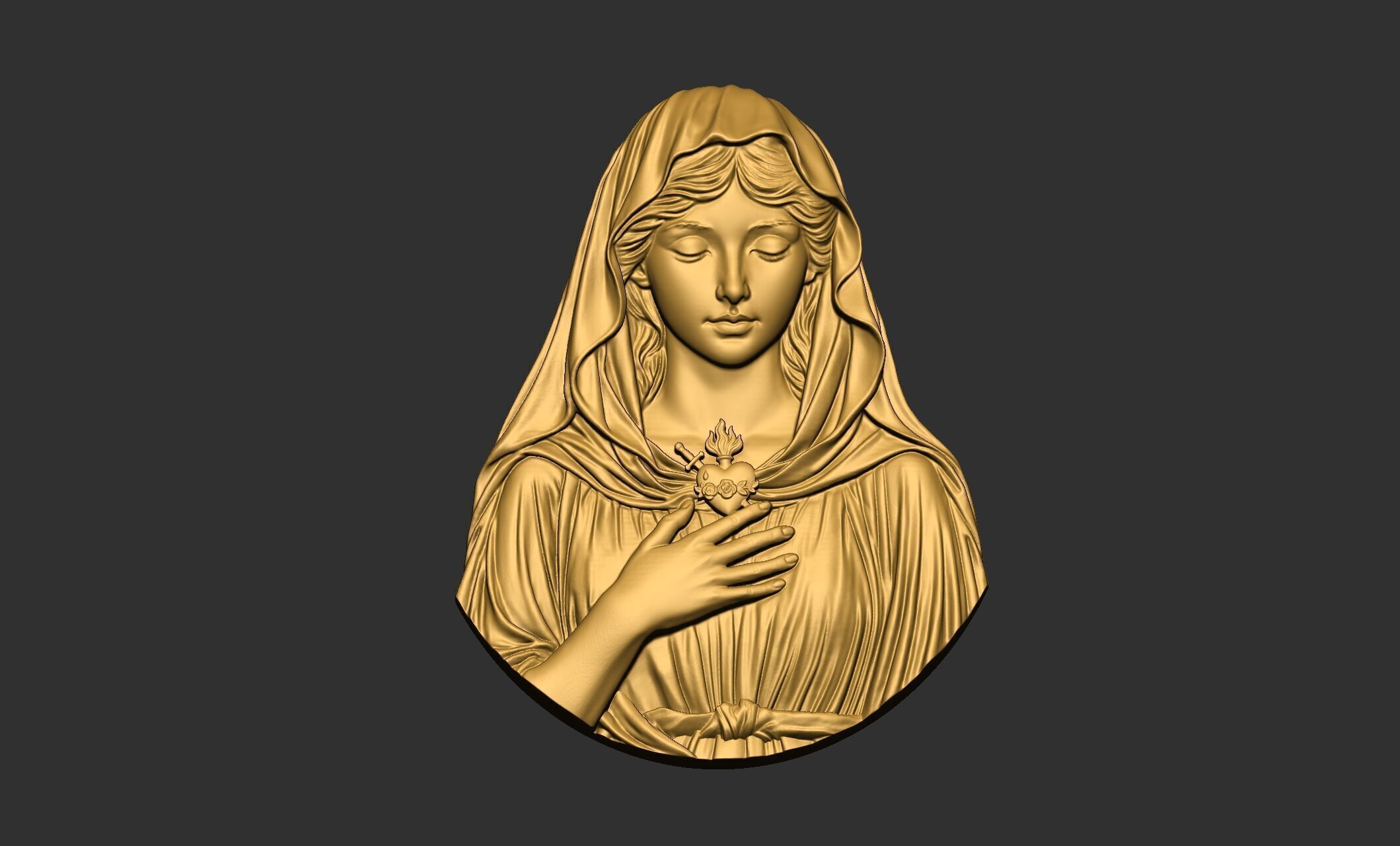 Virgin Mary with Sacred Heart Pendant 3D print model_8