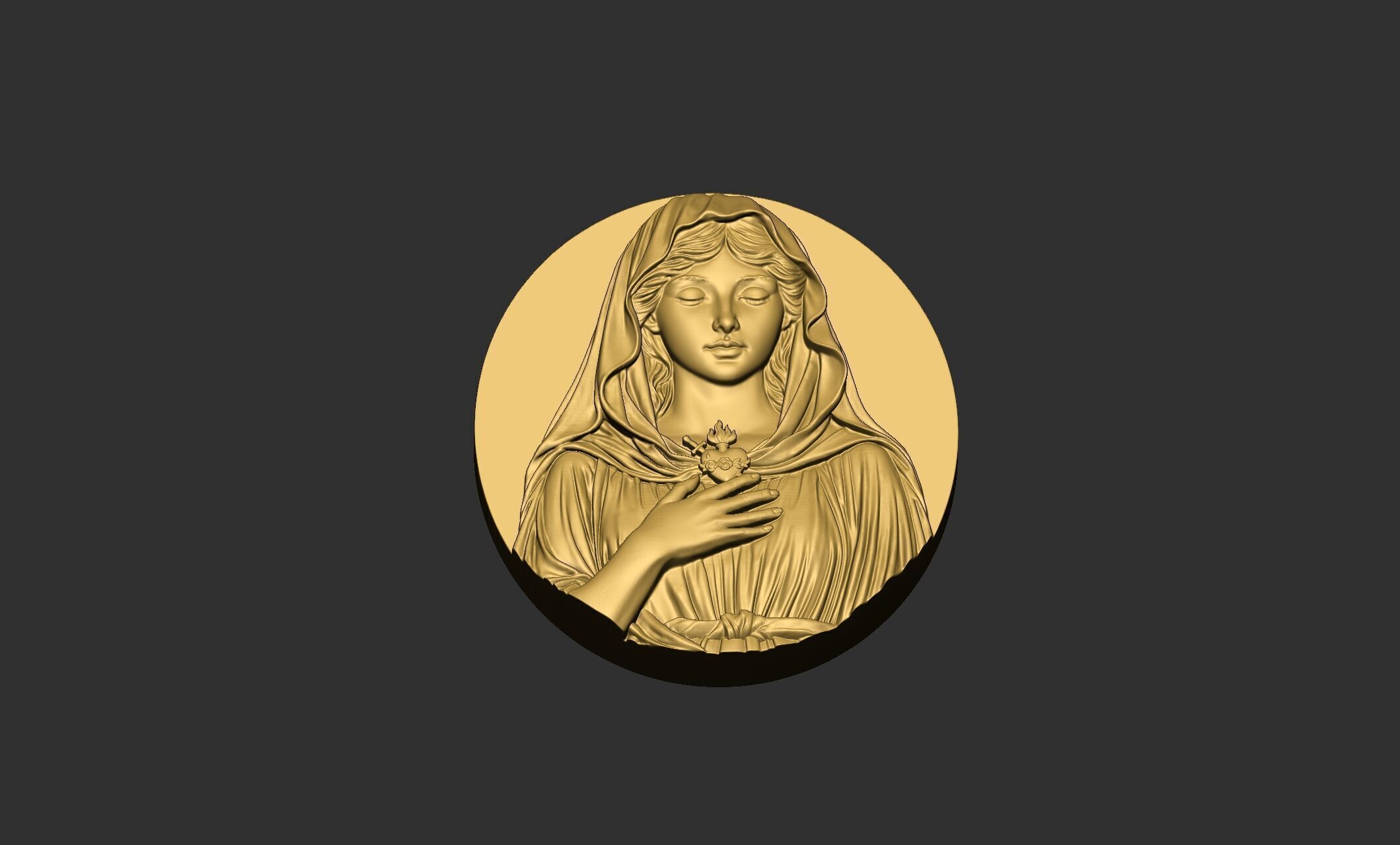 Virgin Mary with Sacred Heart Pendant 3D print model_16