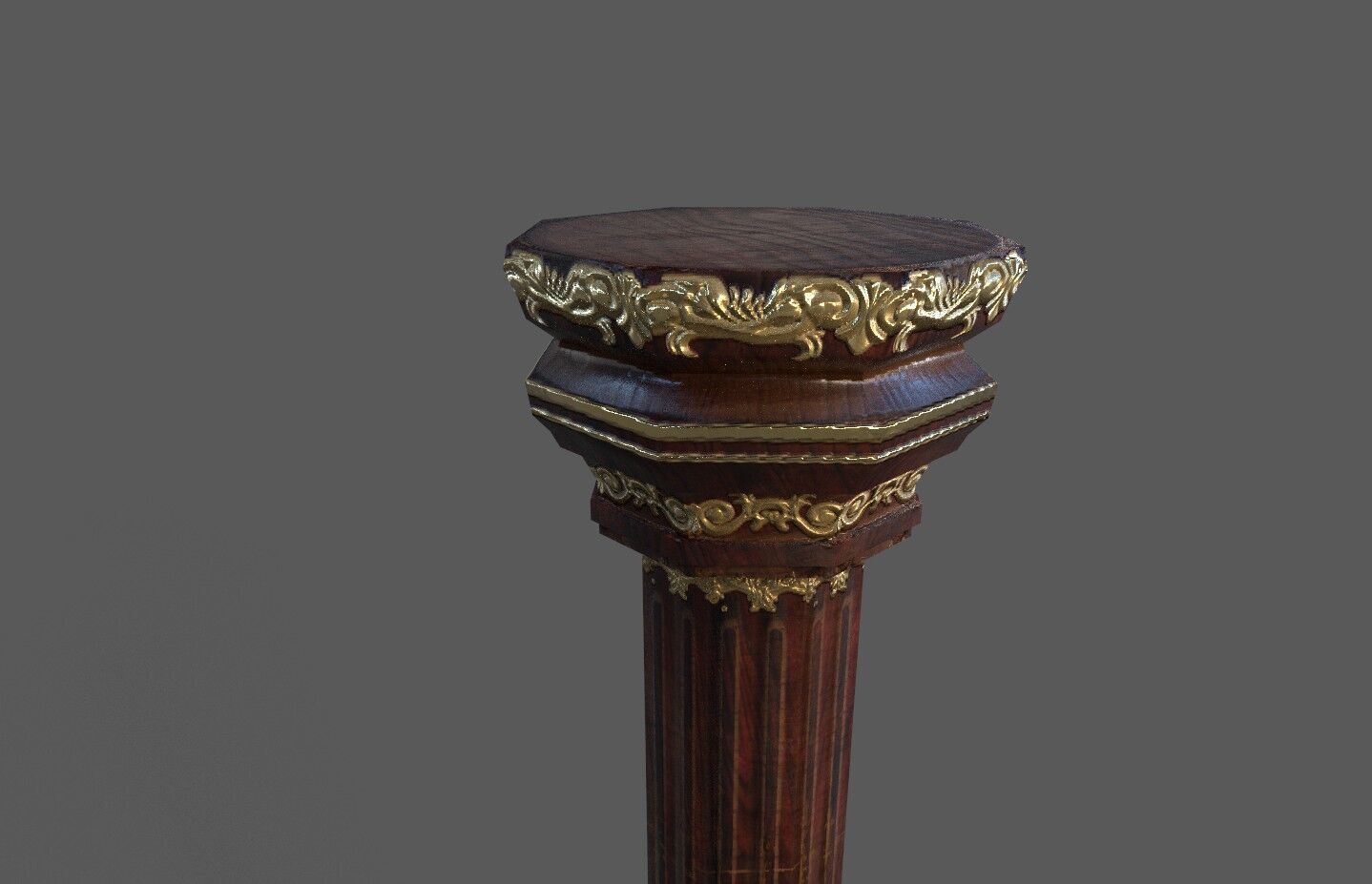 old wood column Low-poly 3D model_1
