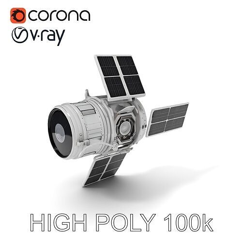 Realistic Satellite Model Pack with Detailed Solar Panels Low-poly 3D model