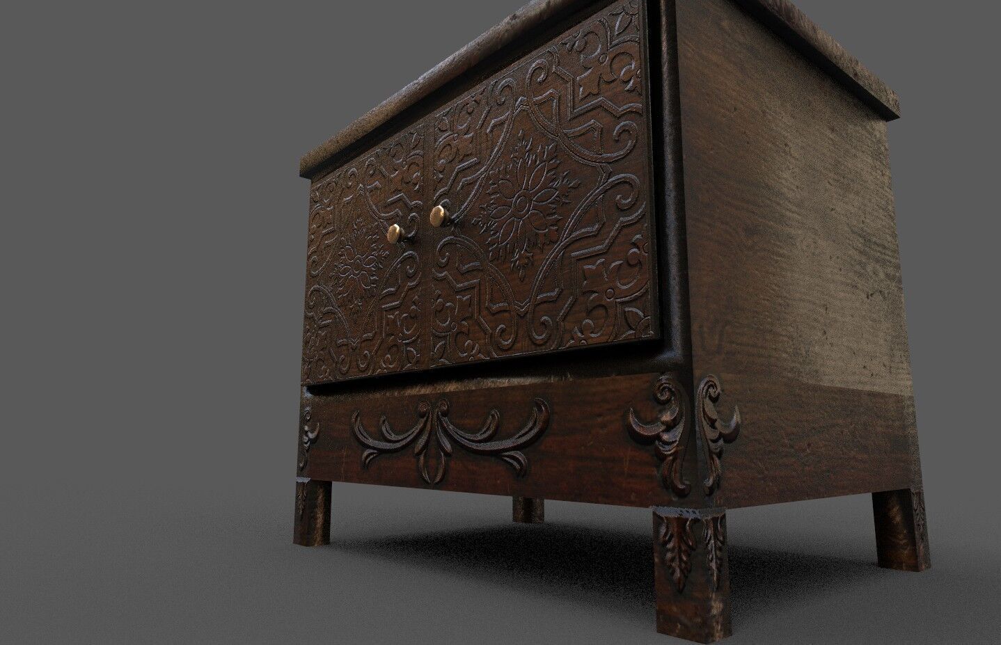 old furniture Low-poly 3D model_2